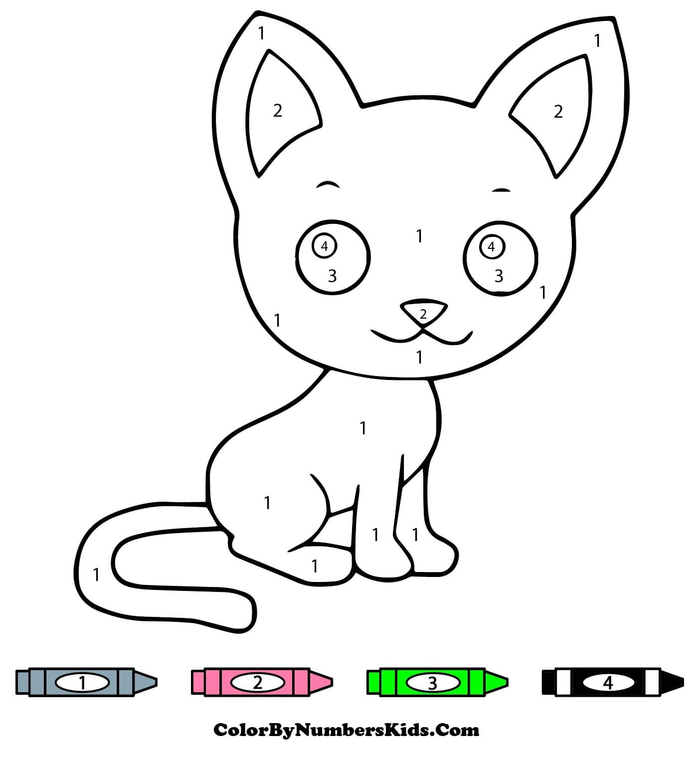 Cute Simple Cat Color By Number