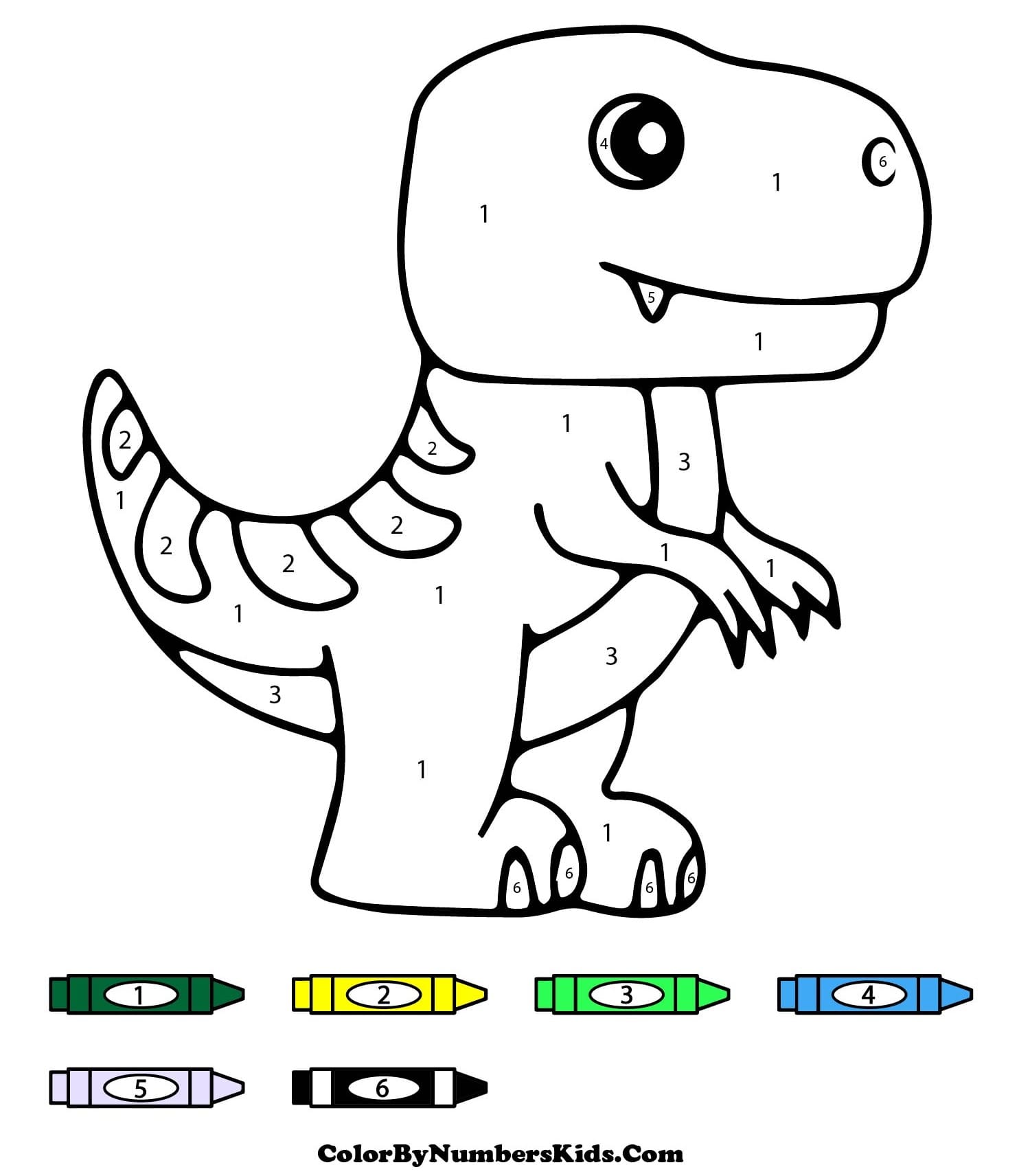 Cute T-Rex Dinosaur Color By Number