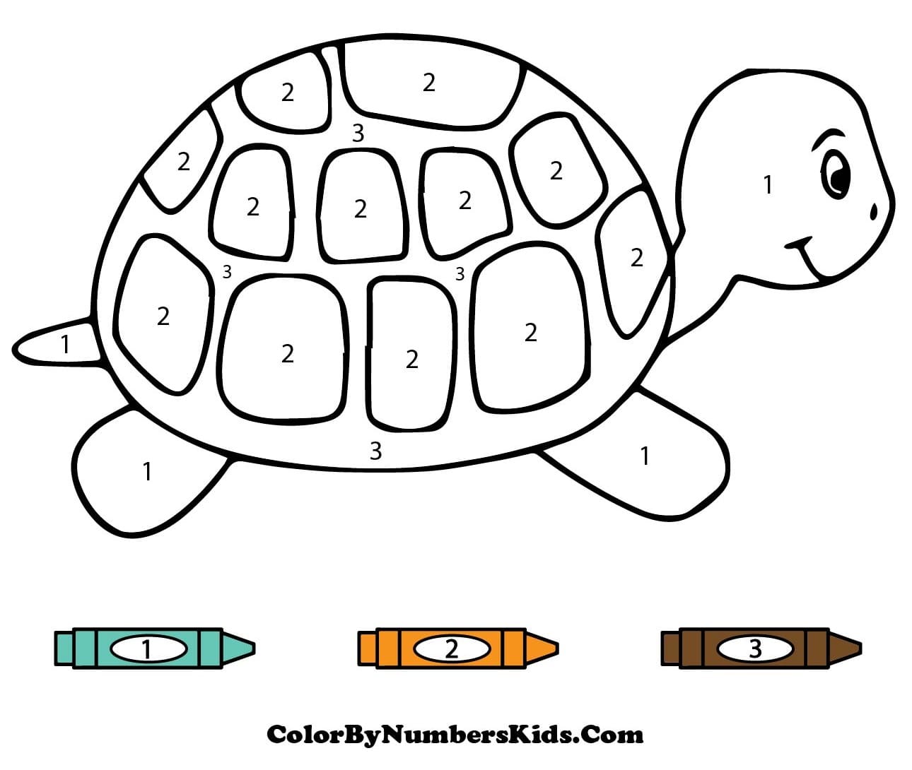 Cute Turtle Color By Number Worksheet