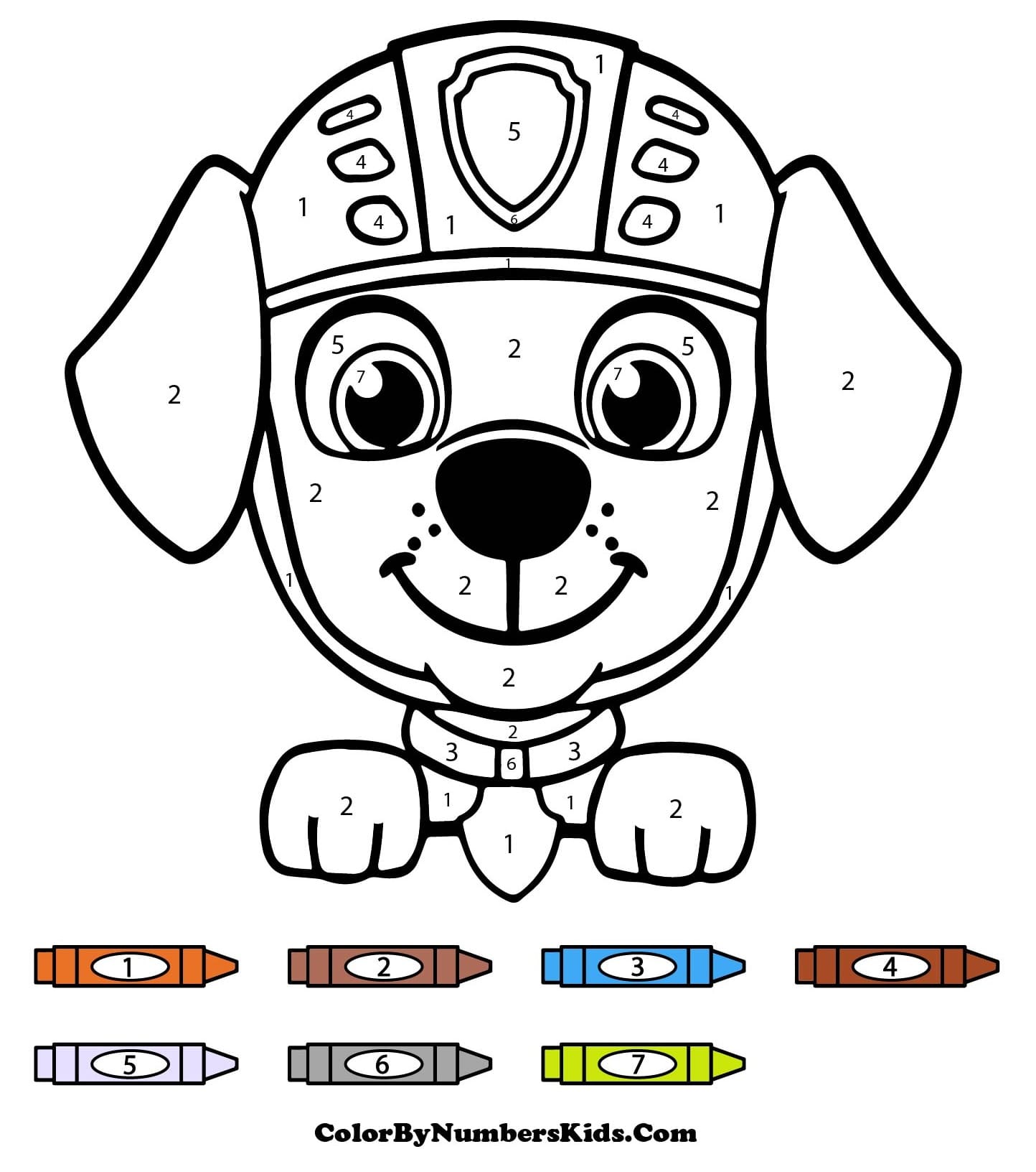Cute Zuma Paw Patrol Color By Number