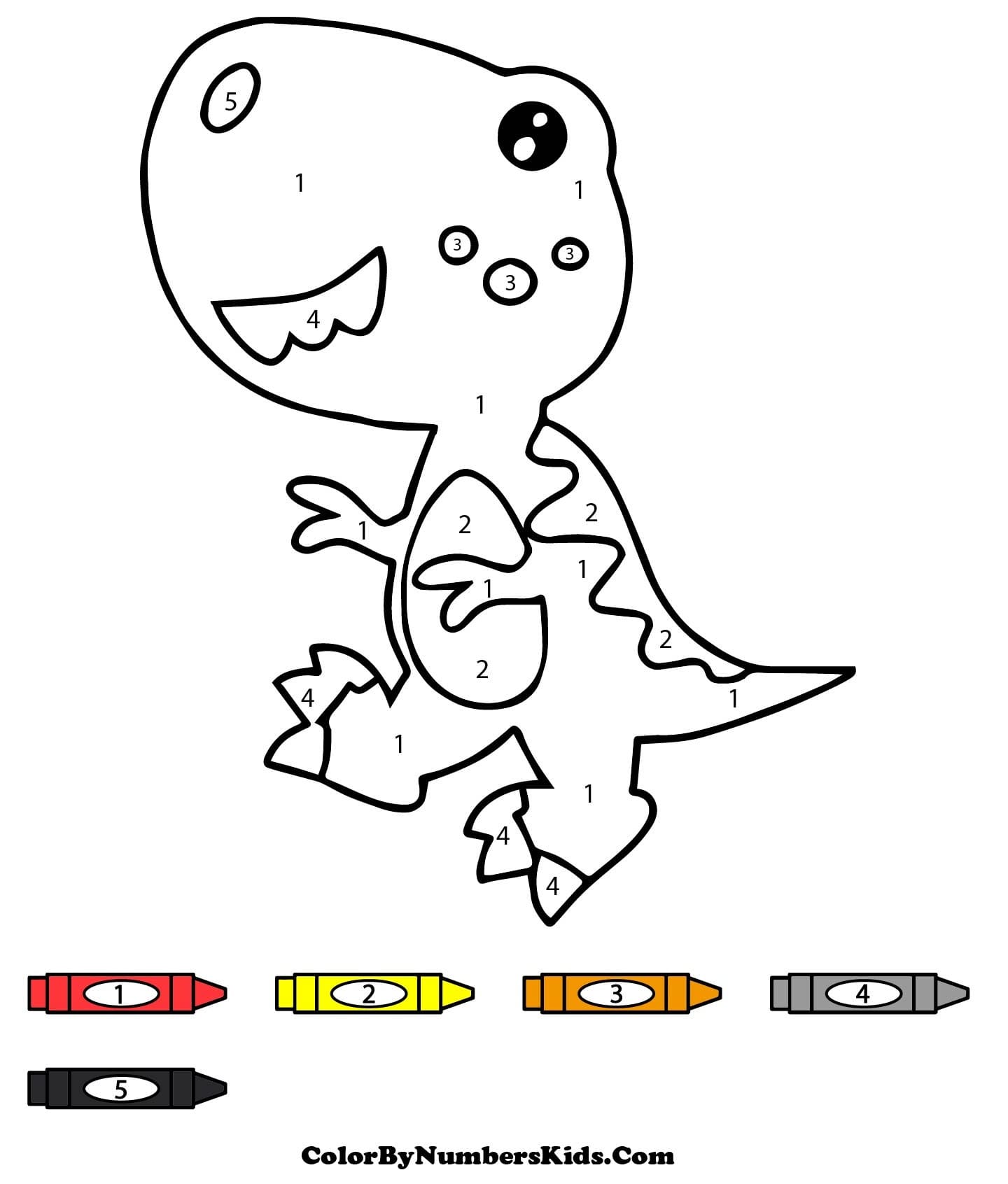 Dinosaur Color By Number For Kids