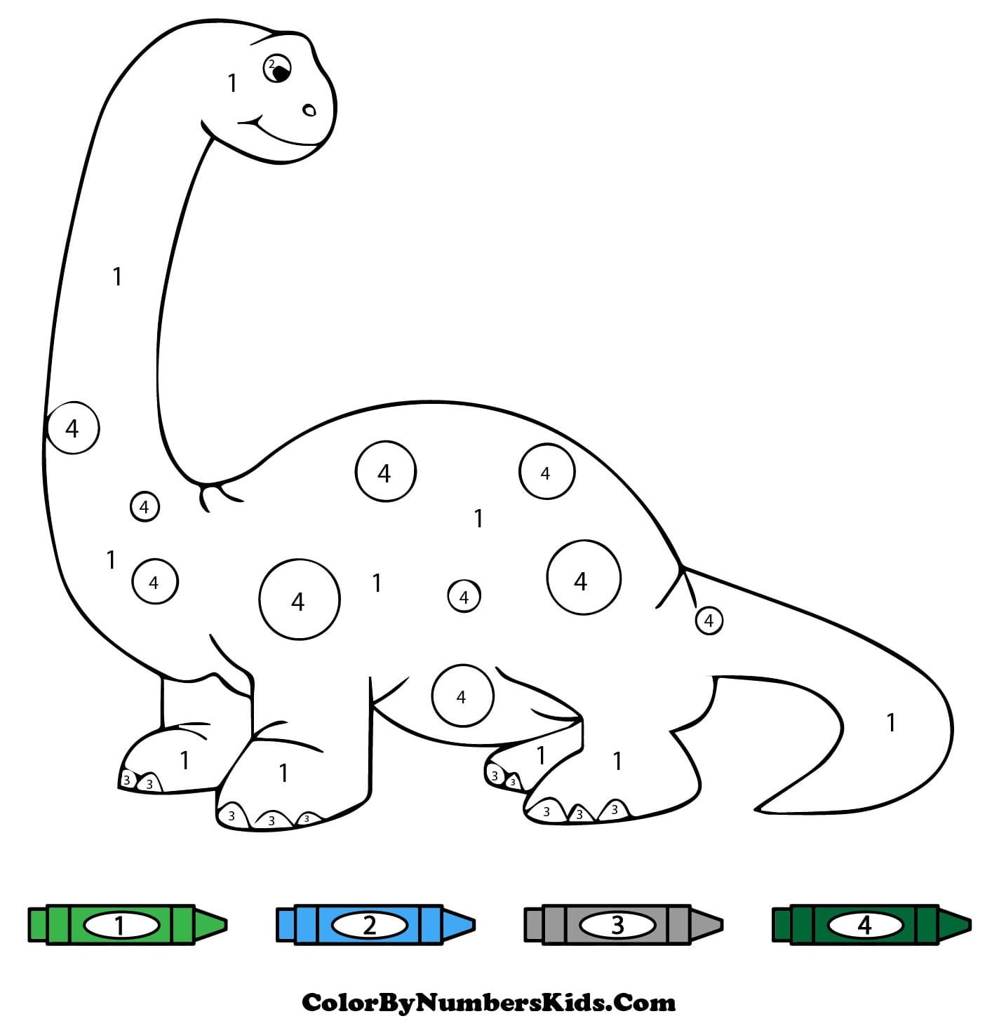 Dinosaur Color By Number Worksheet