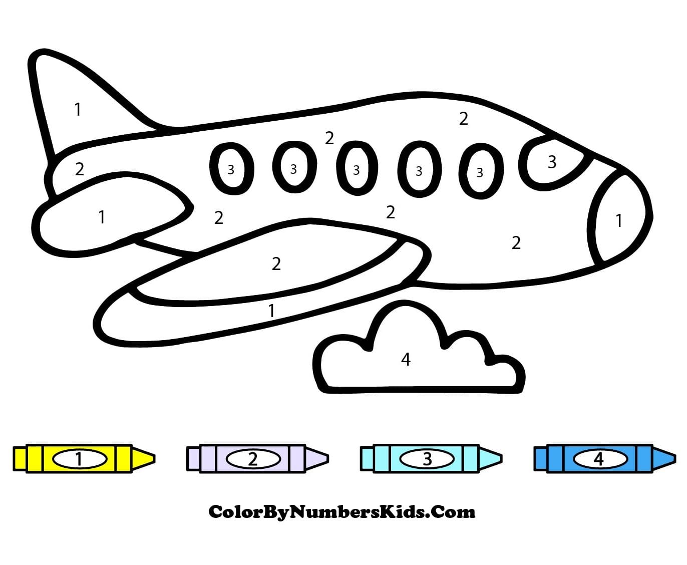 Easy Airplane Color By Number