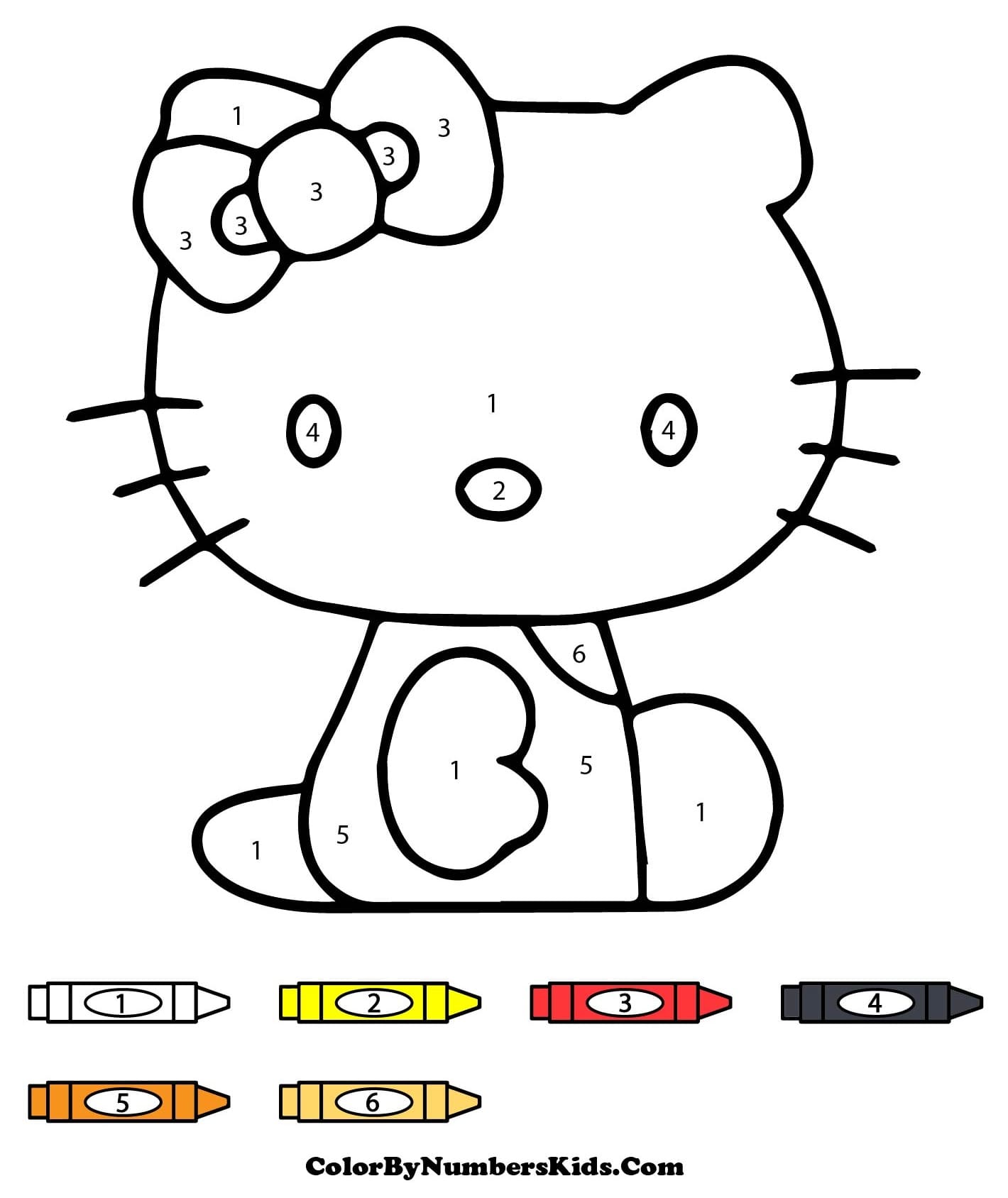 Easy Hello Kitty Color By Number