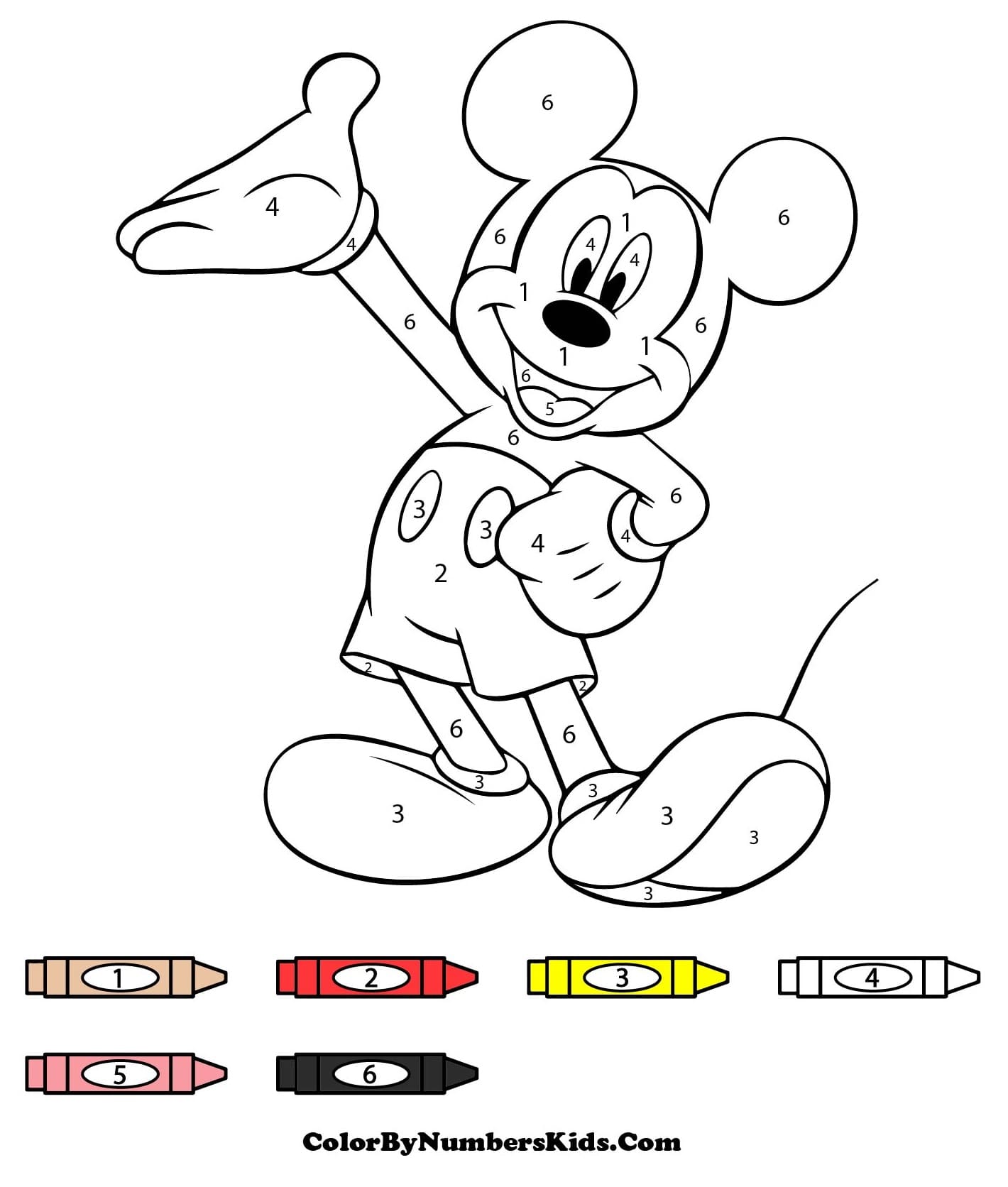 Easy Mickey Mouse Color By Number