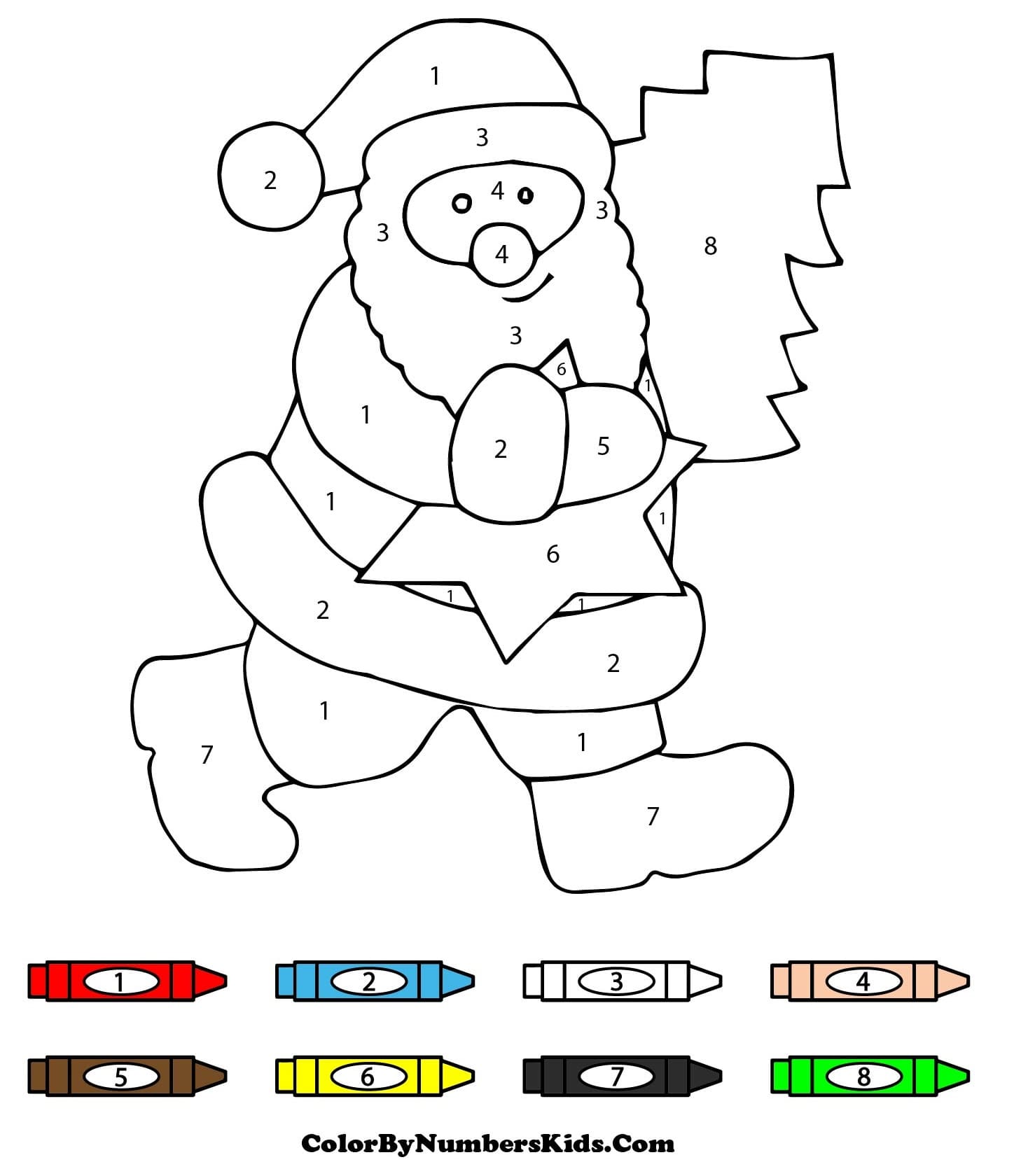 Easy Santa Claus Color By Number