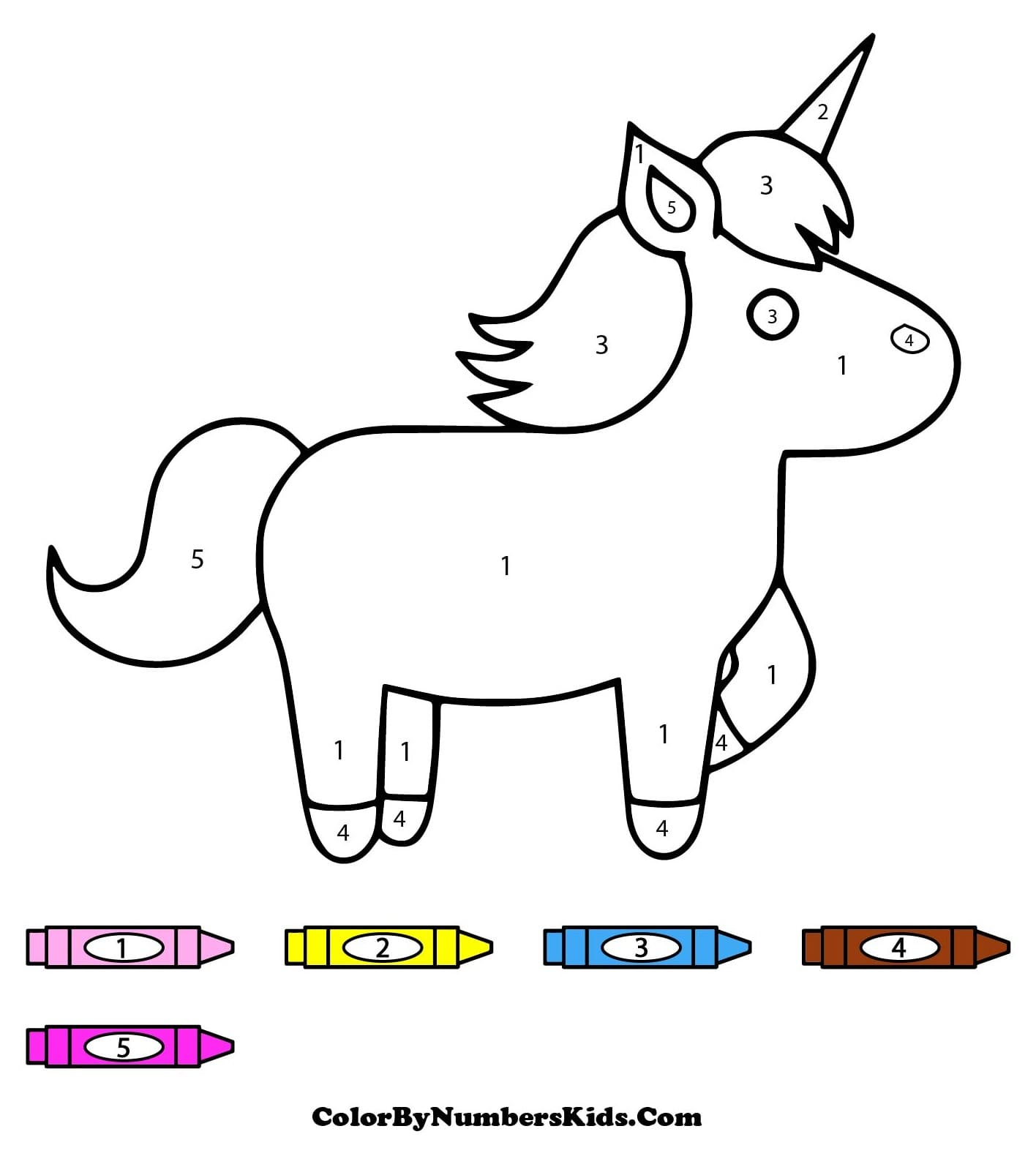 Easy Unicorn Color By Number