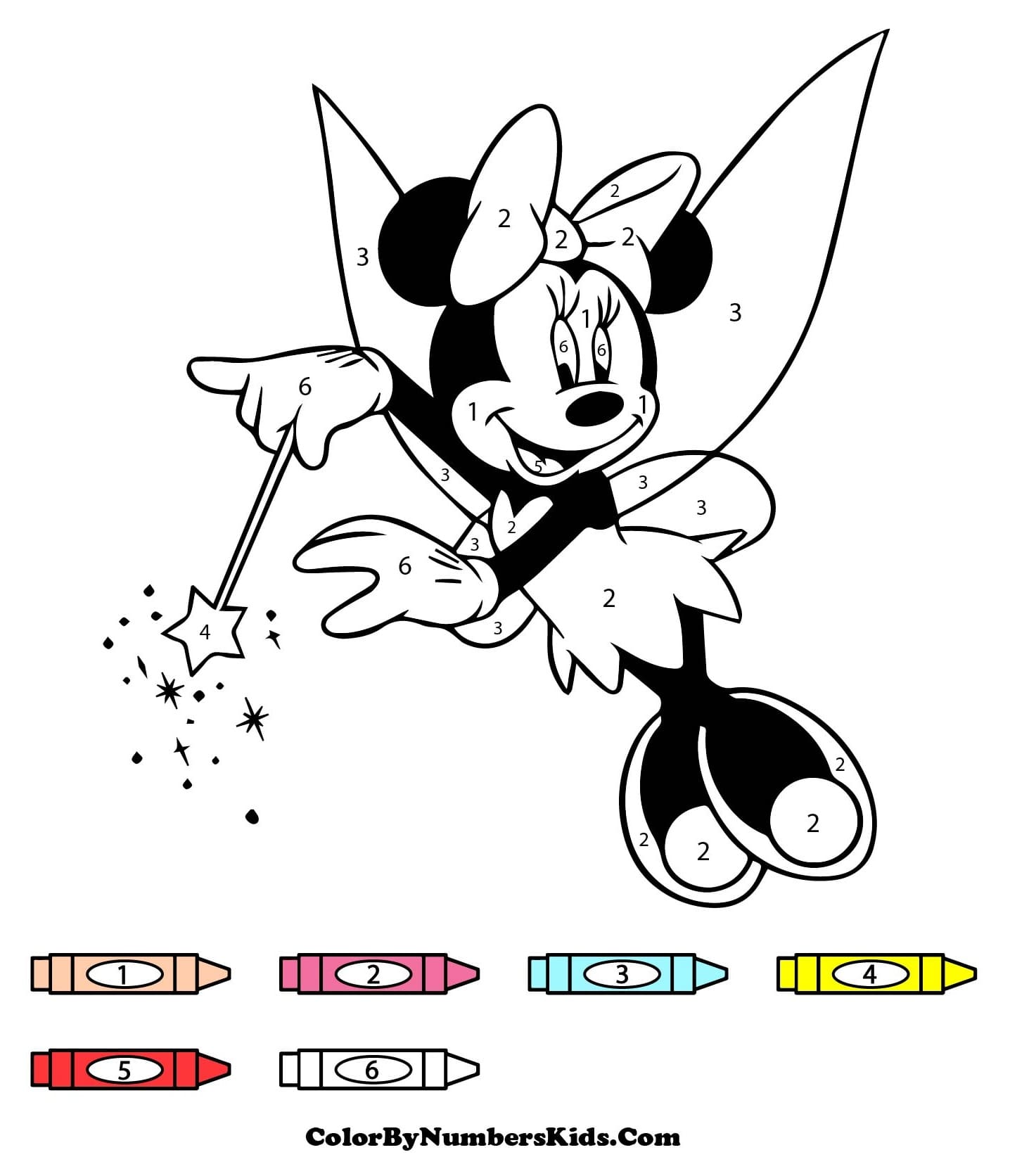 Fairy Minnie Mouse Color By Number