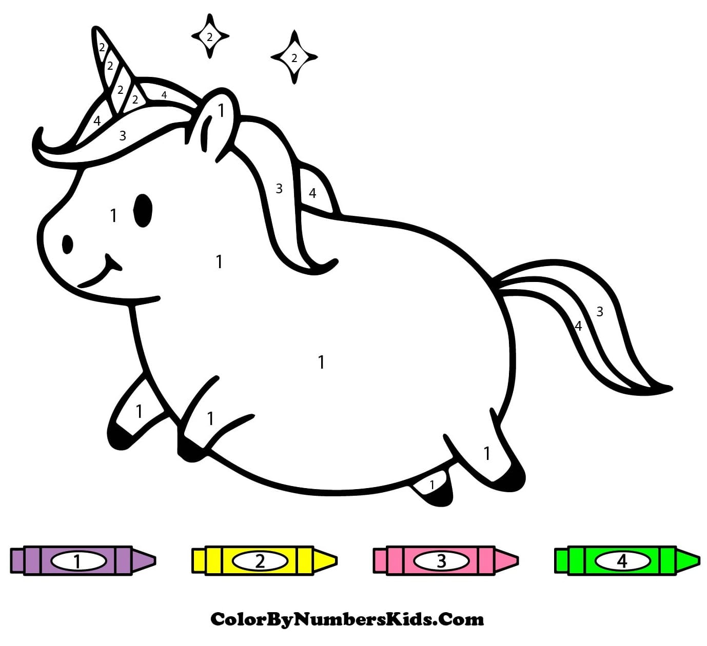 Fat Unicorn Color By Number