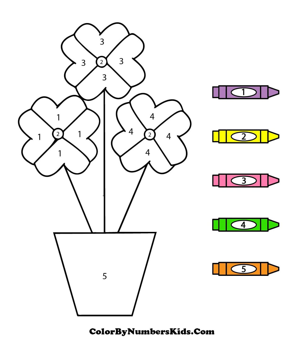 Flower Pot Color By Number