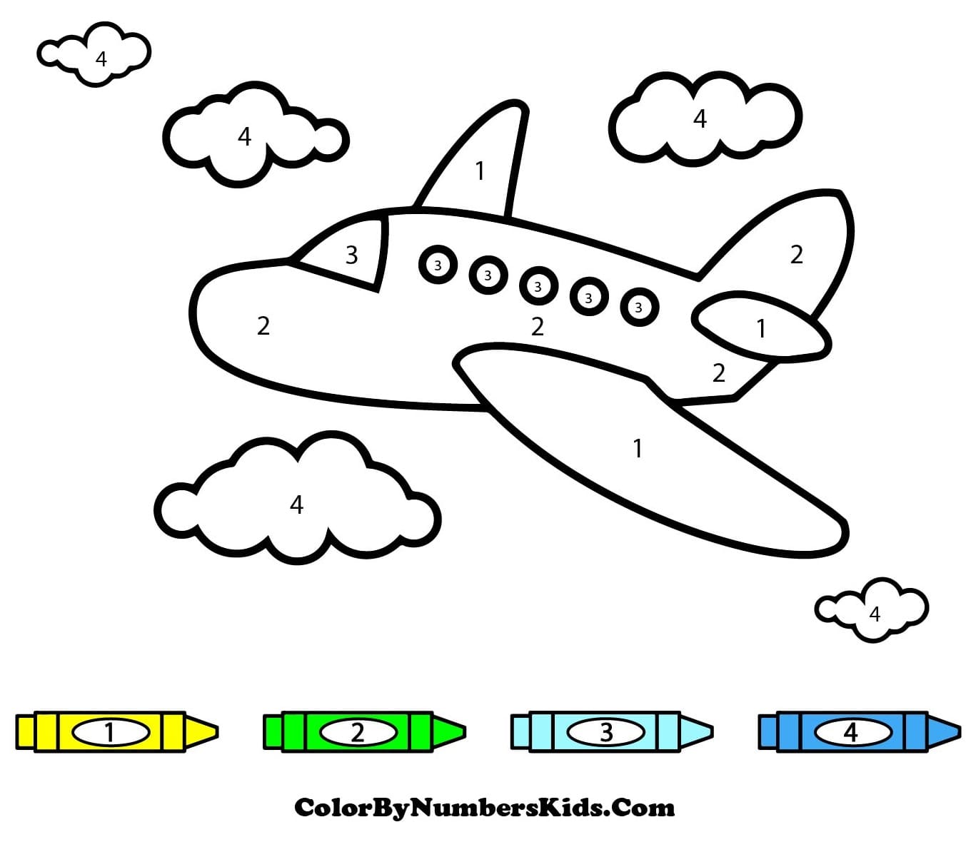 Flying Airplane Color By Number