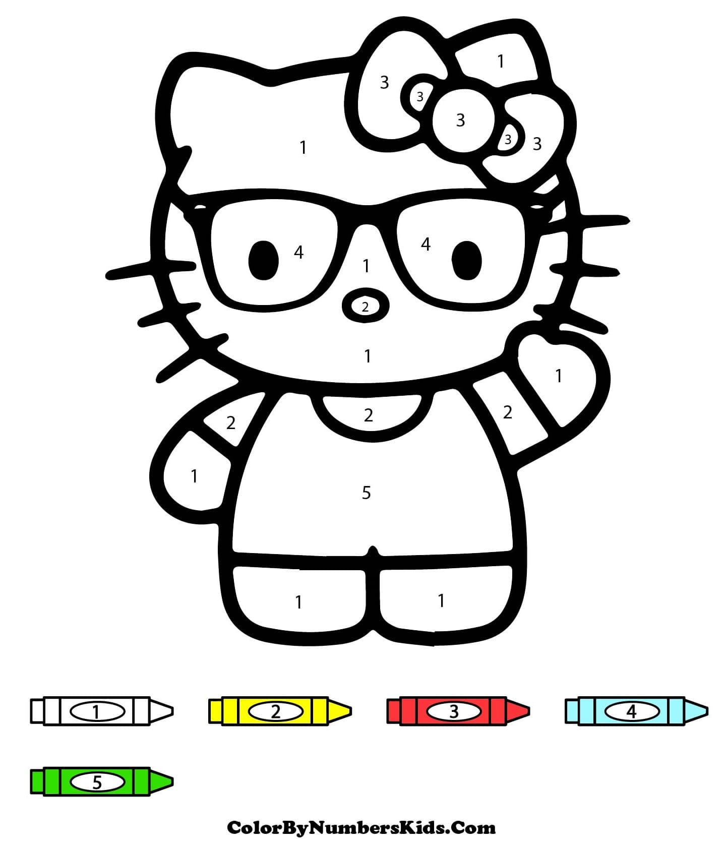 Friendly Hello Kitty Color By Number