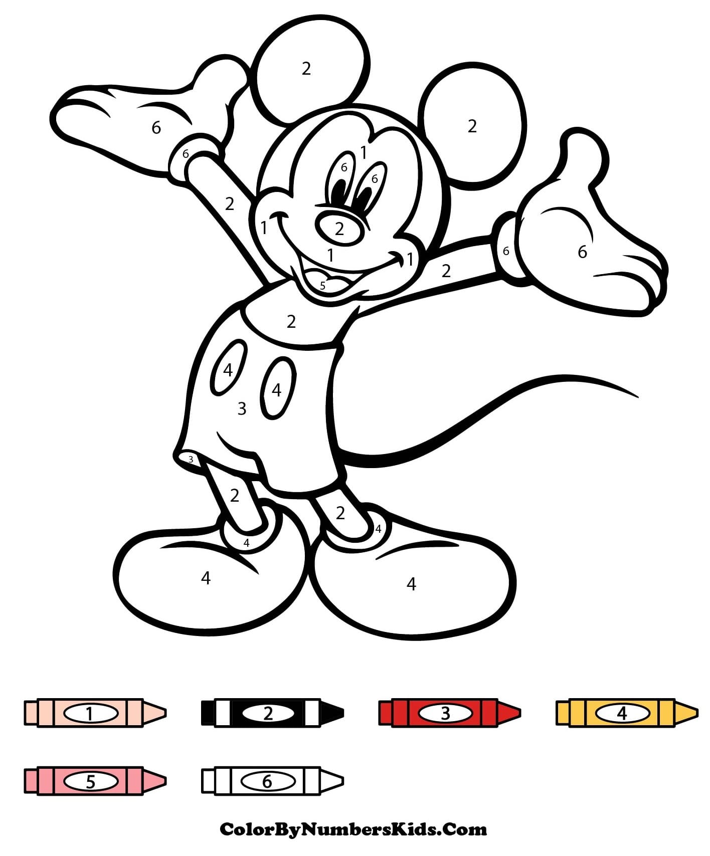 Friendly Mickey Mouse Color By Number