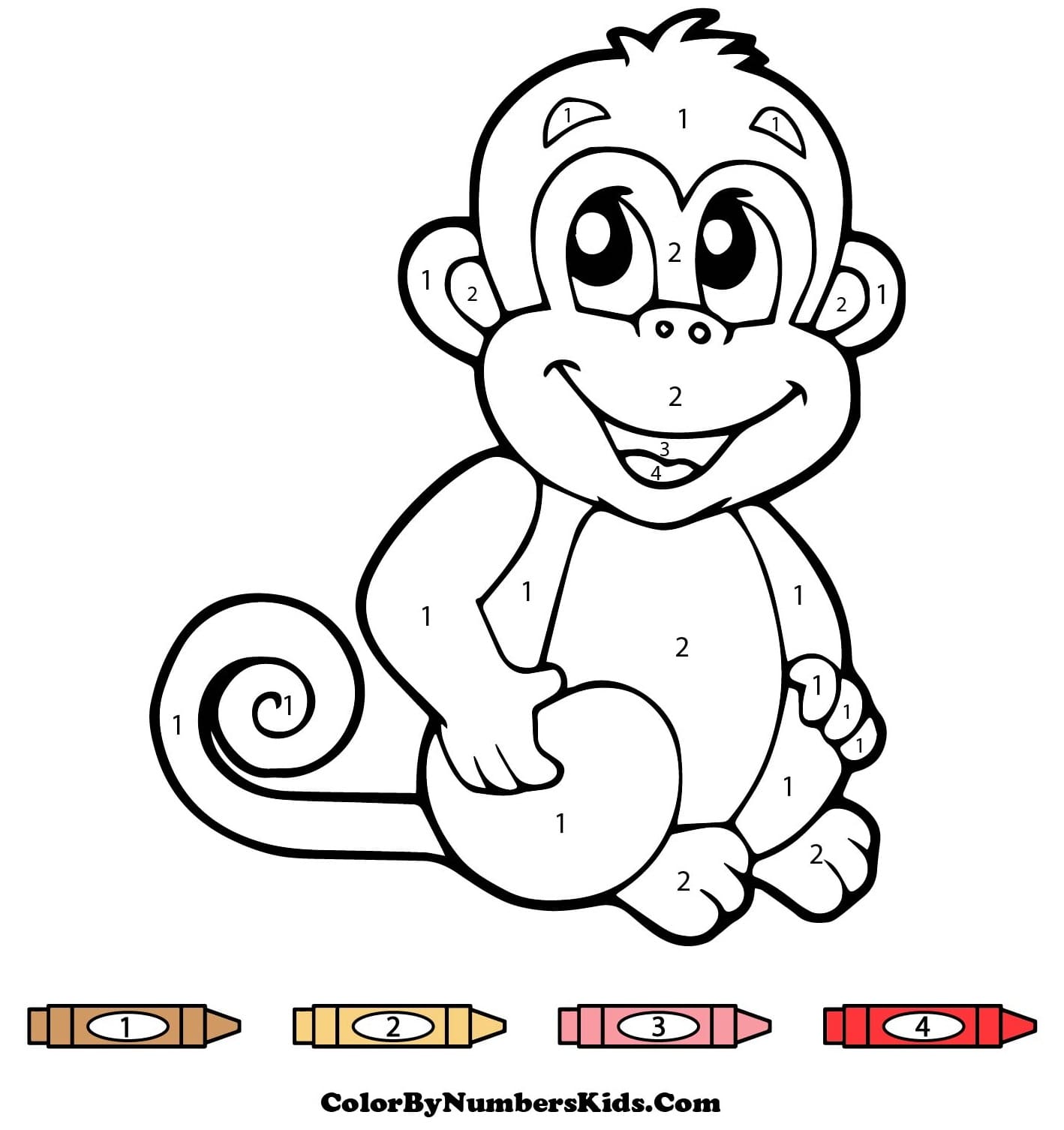 Friendly Monkey Color By Number