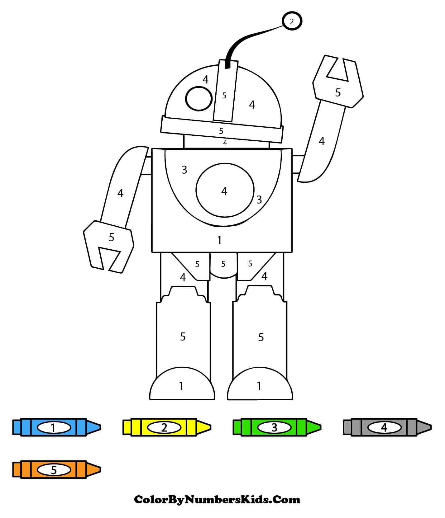 Friendly Robot Color By Number