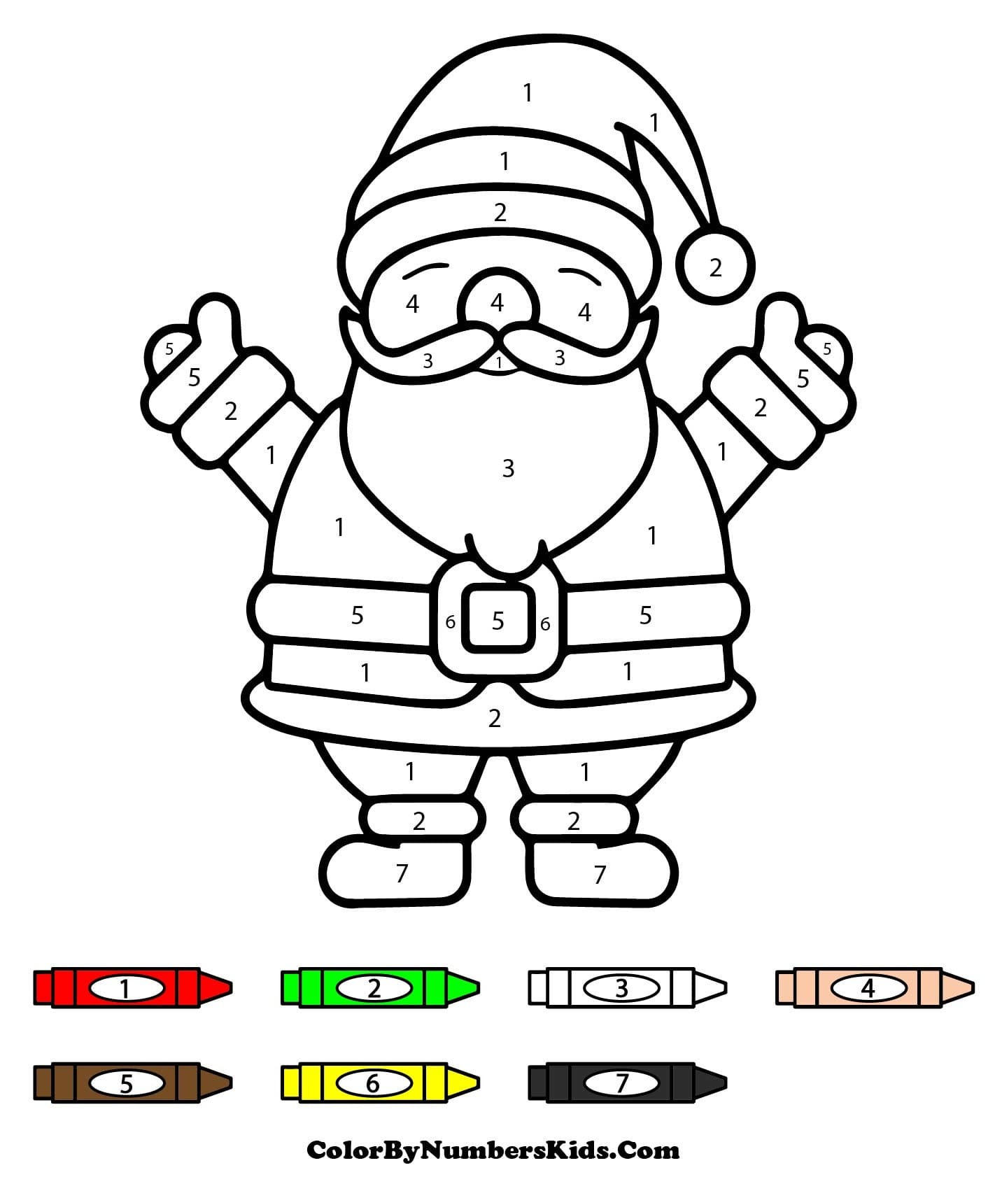 Friendly Santa Claus Color By Number