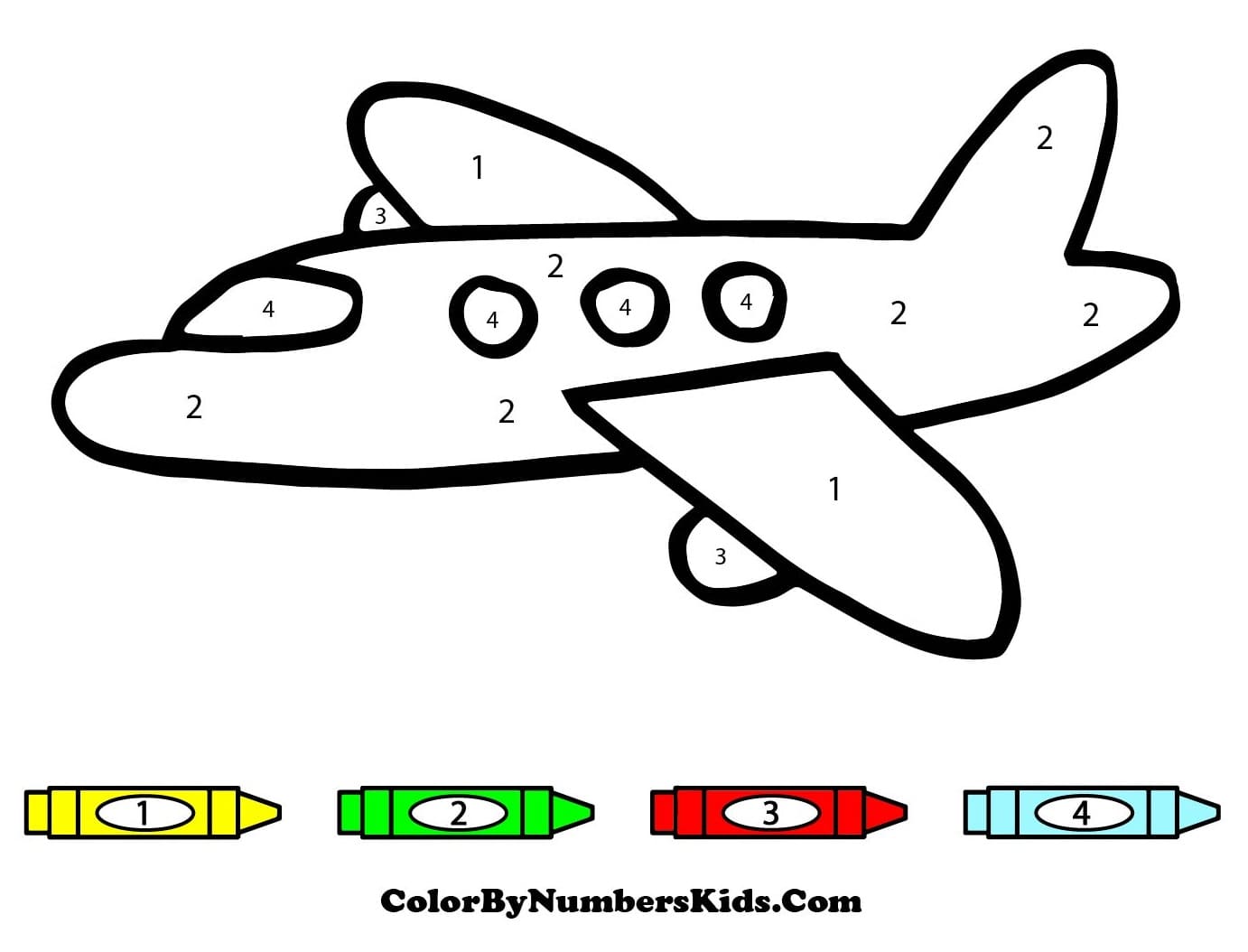Fun Airplane Color By Number