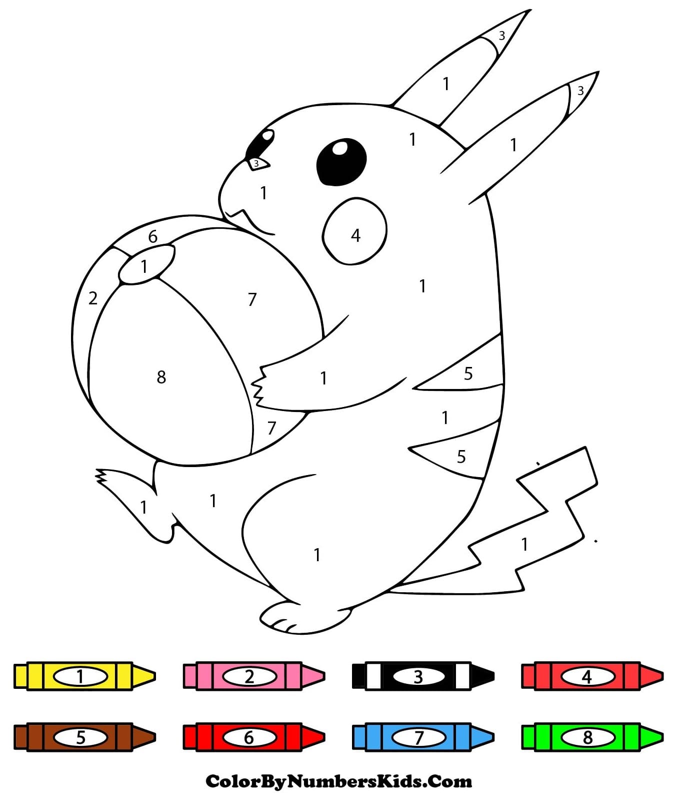 Fun Pikachu Color By Number