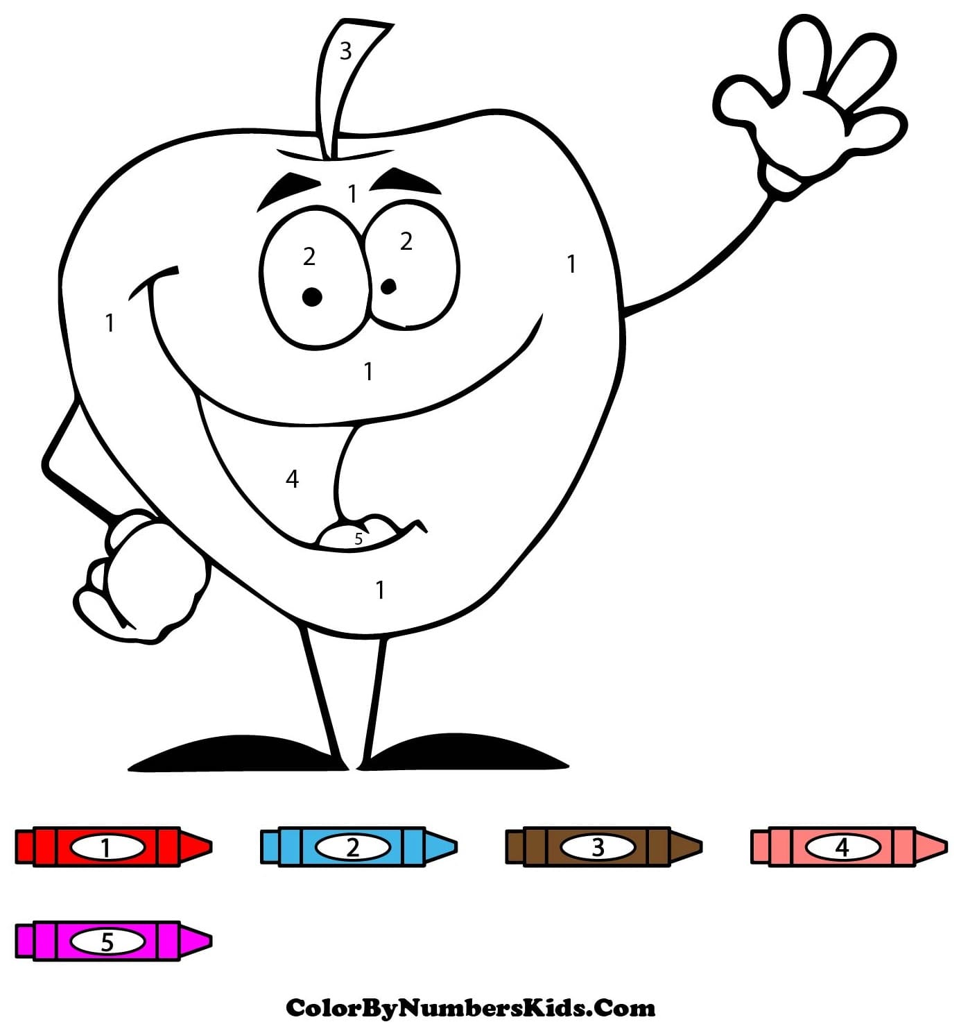 Funny Apple Color By Number Worksheet