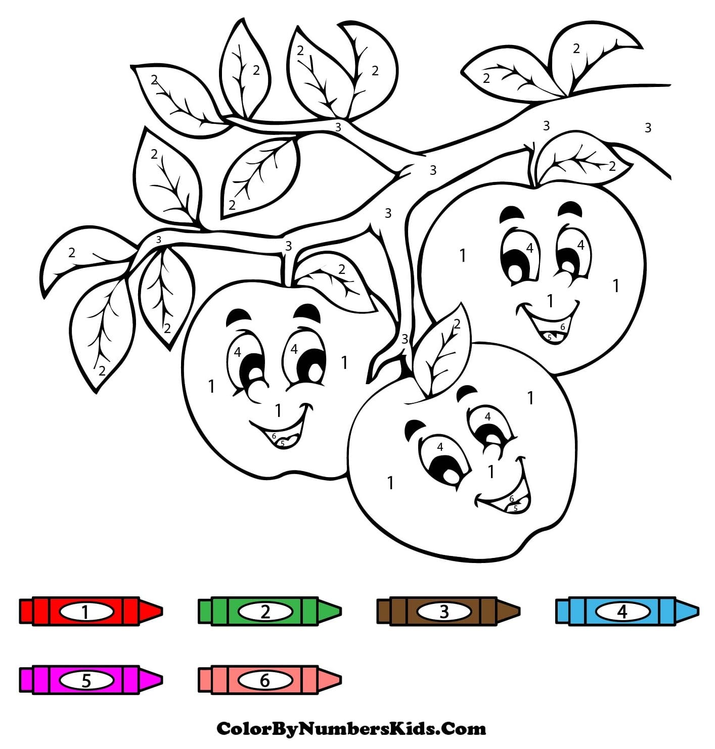 Funny Apples Color By Number