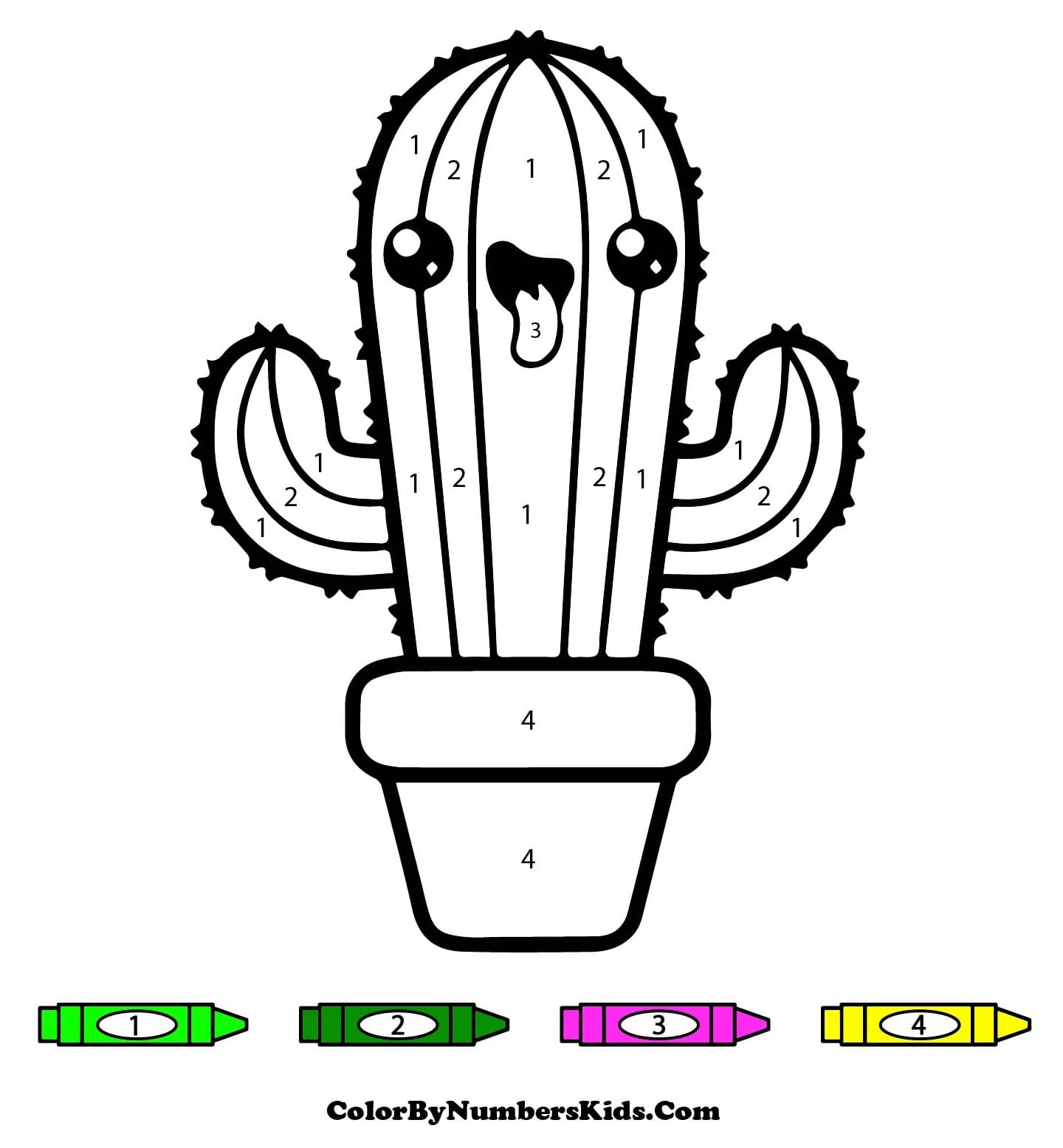 Funny Cute Cactus Color By Number