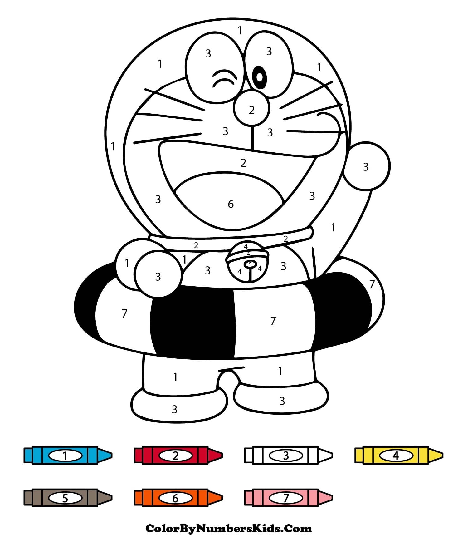 Funny Doraemon Color By Number