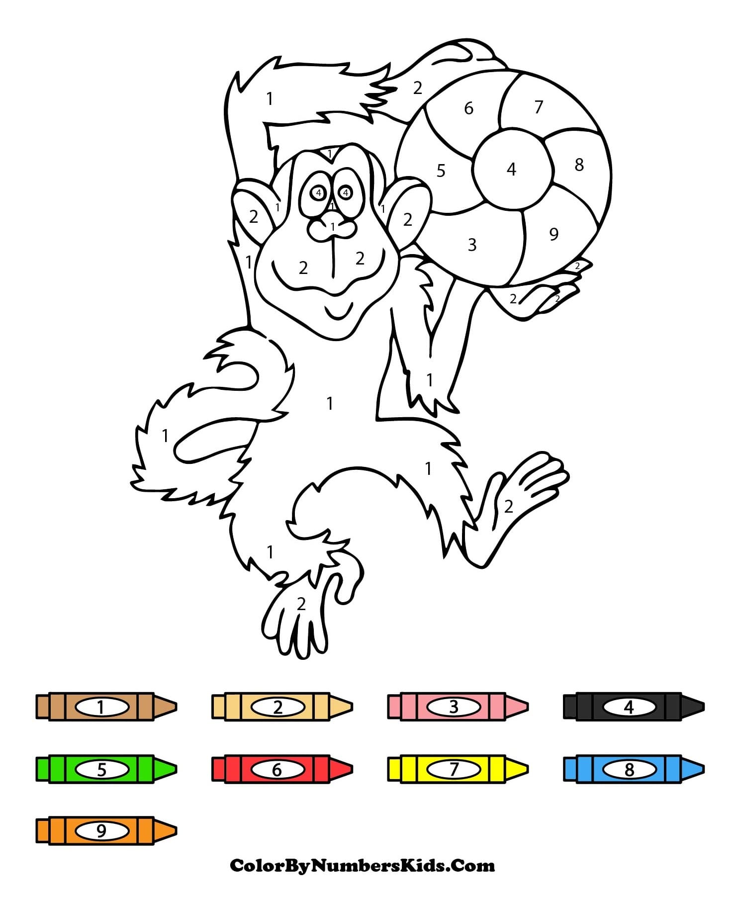 Funny Monkey Color By Number