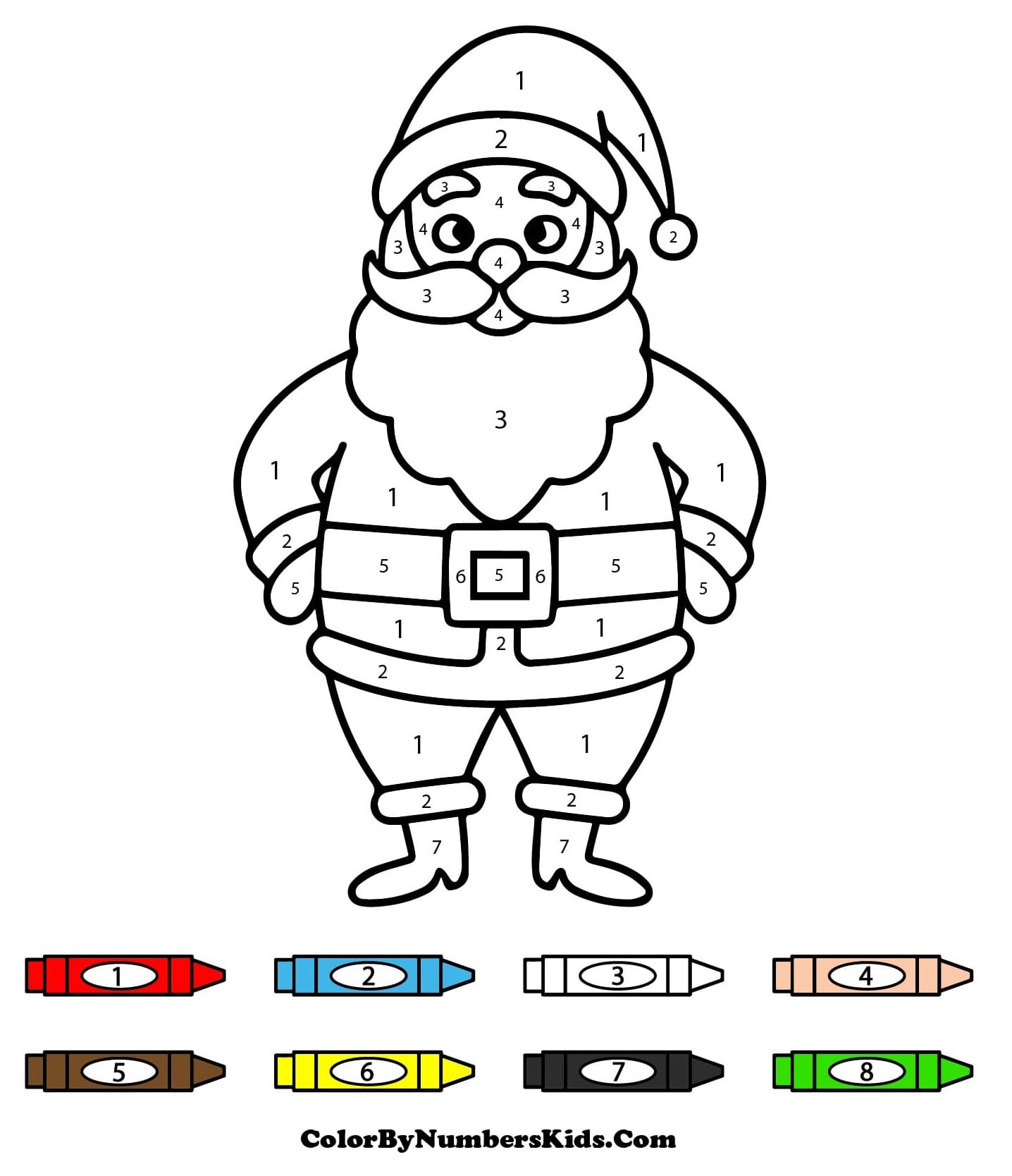 Funny Santa Claus Color By Number