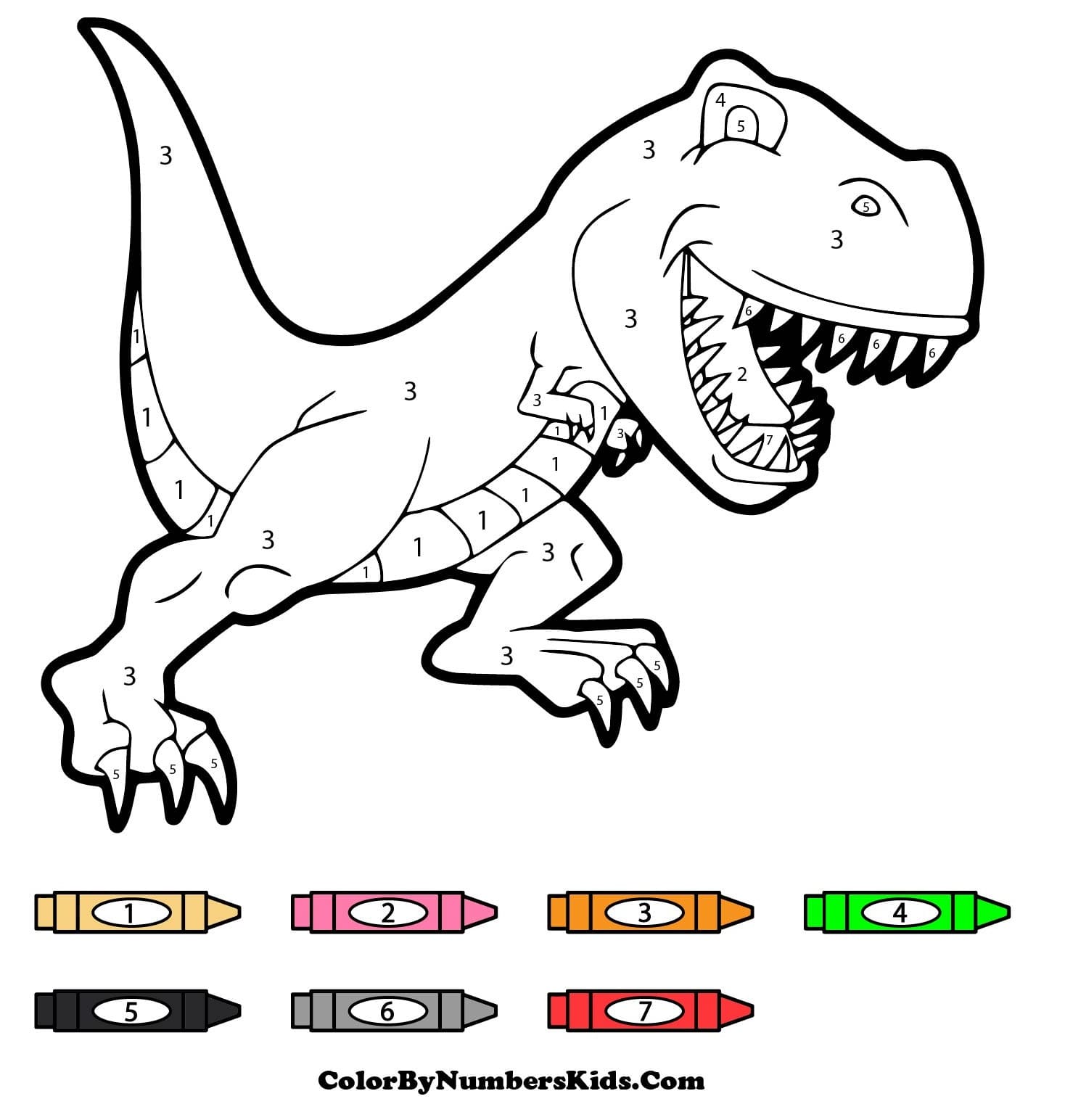 Funny T-Rex Color By Number