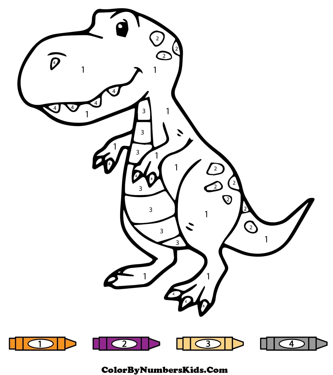 Funny T-Rex Dinosaur Color By Number