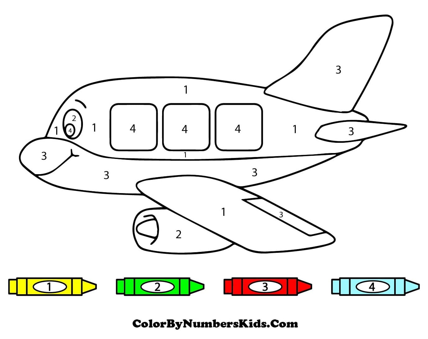 Happy Airplane Color By Number