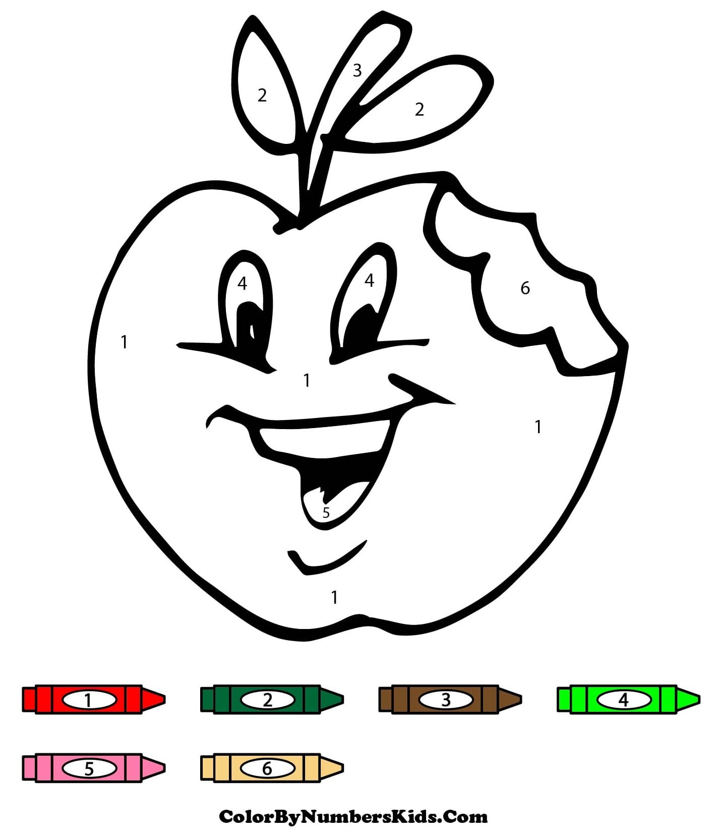 Happy Apple Color By Number