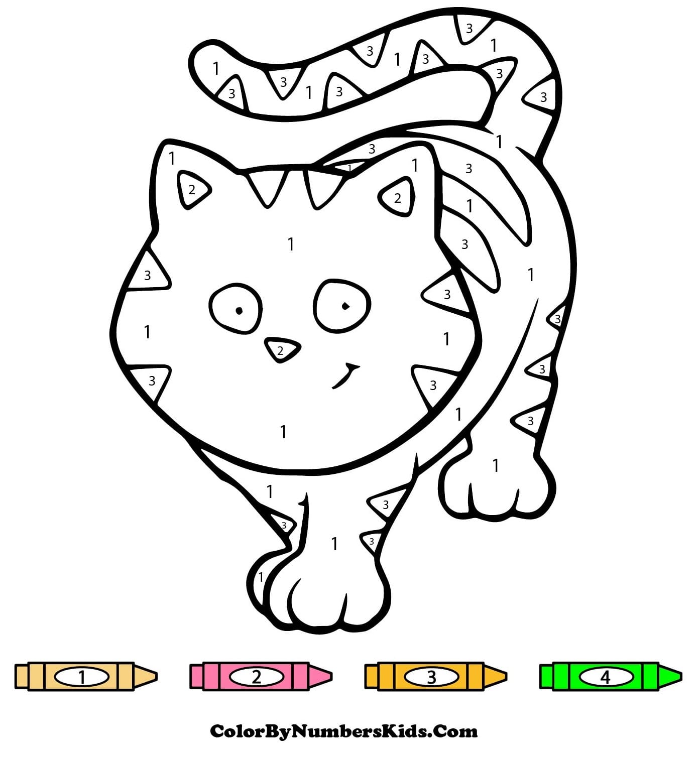 Happy Cat Color By Number Worksheet
