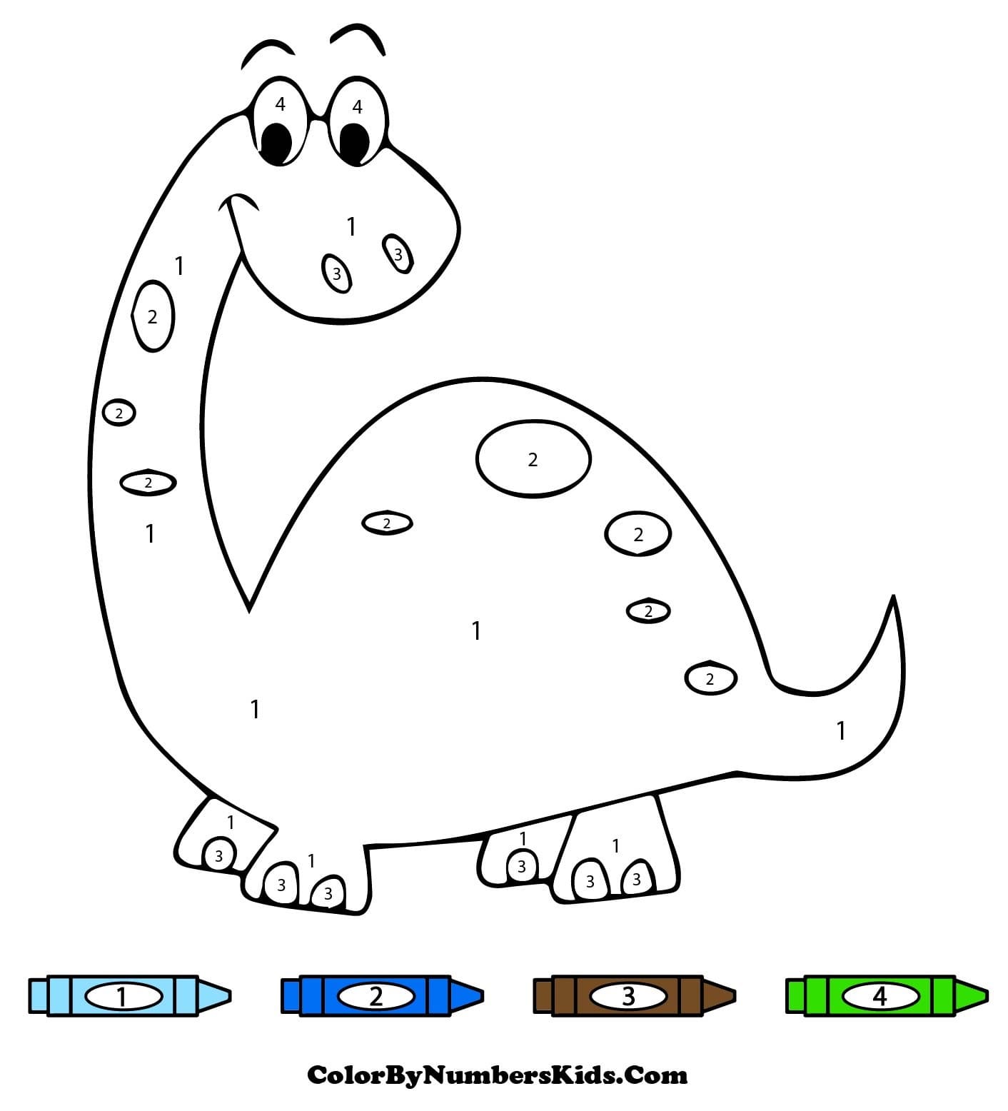 Happy Dinosaur Color By Number Worksheet