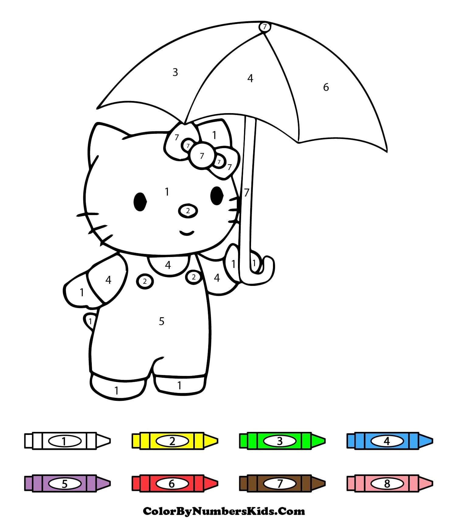 Happy Hello Kitty Color By Number