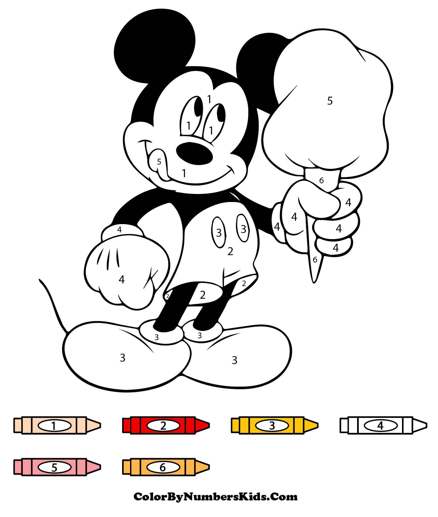 Happy Mickey Mouse Color By Number