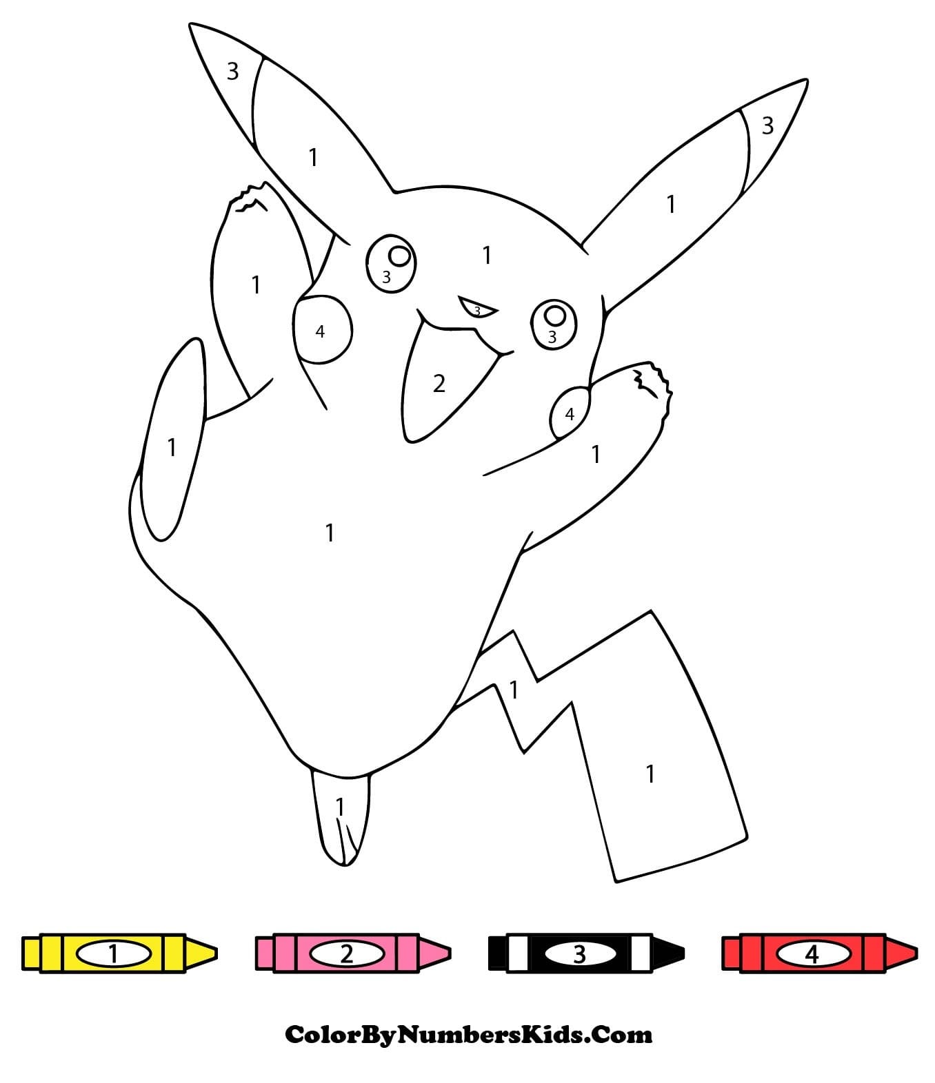 Happy Pikachu Color By Number