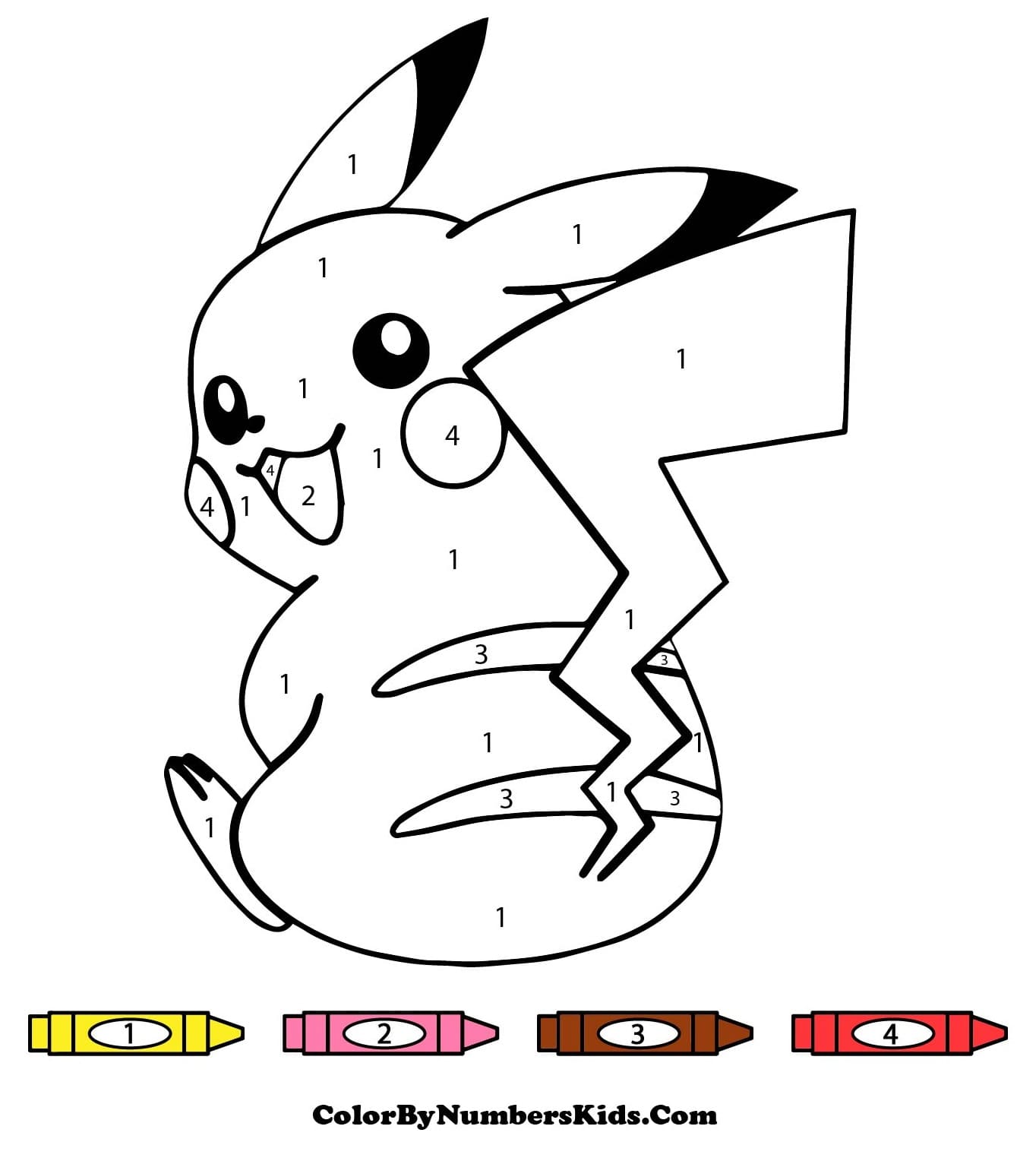 Happy Pikachu Pokemon Color By Number