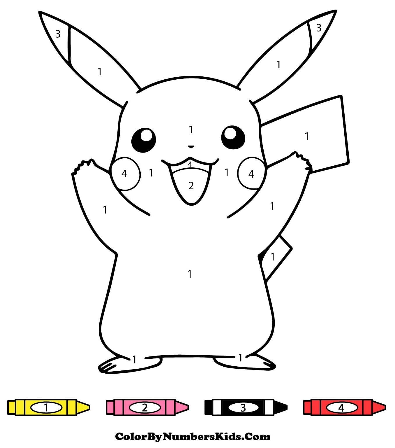 Happy Pokemon Pikachu Color By Number