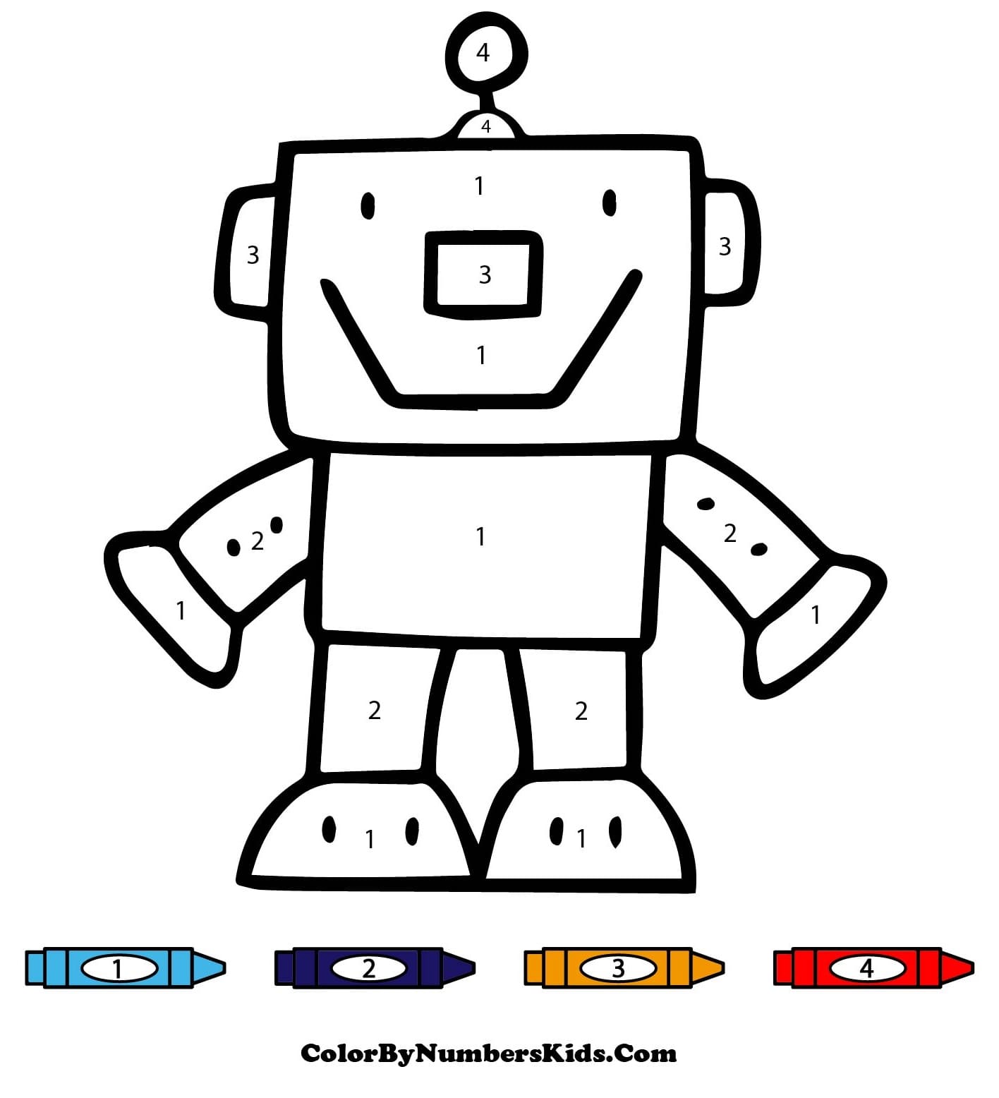 Happy Robot Color By Number