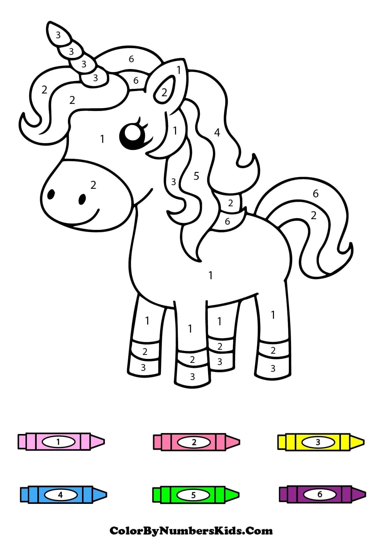 Happy Unicorn Color By Number