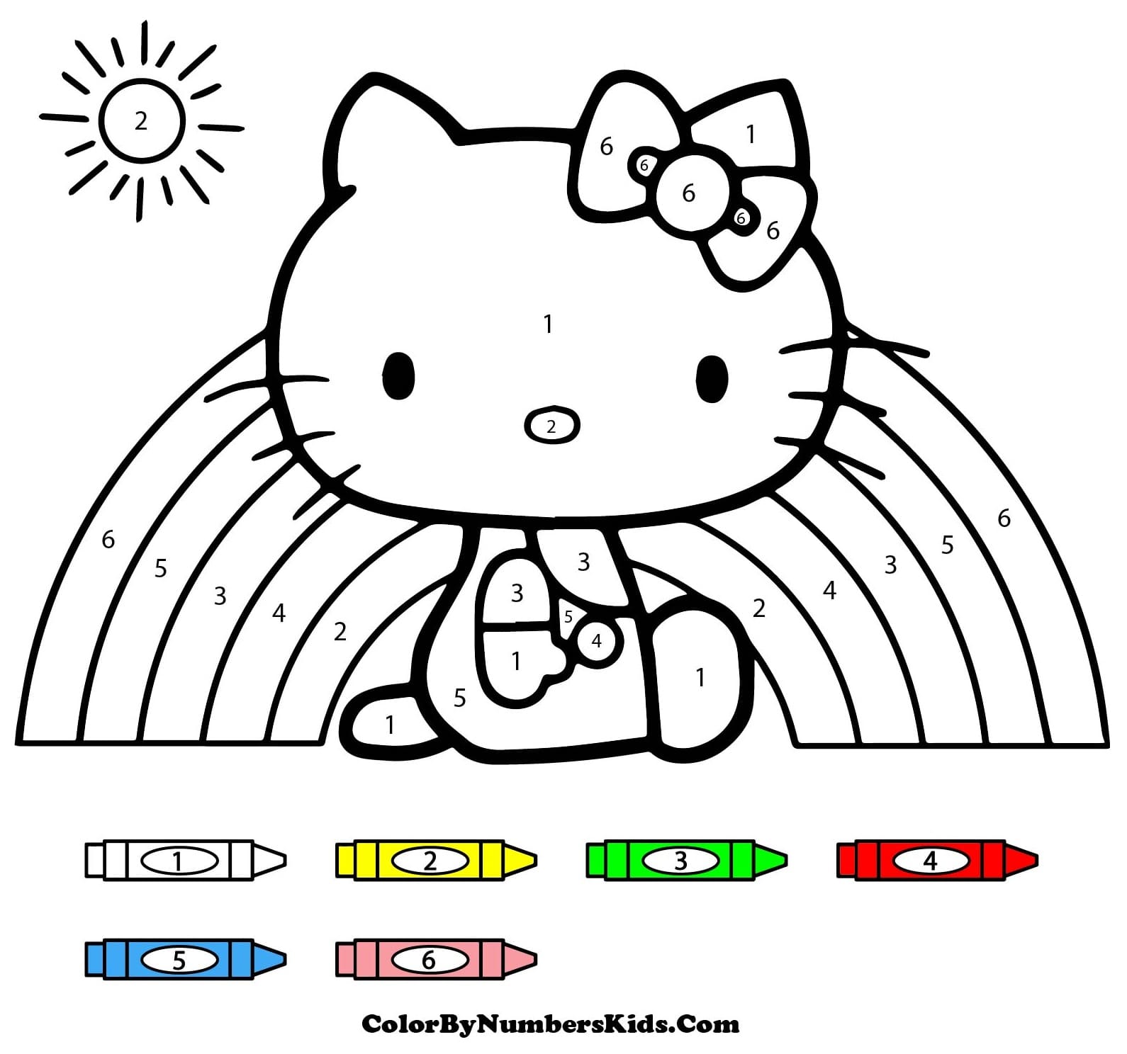 Hello Kitty and Rainbow Color By Number