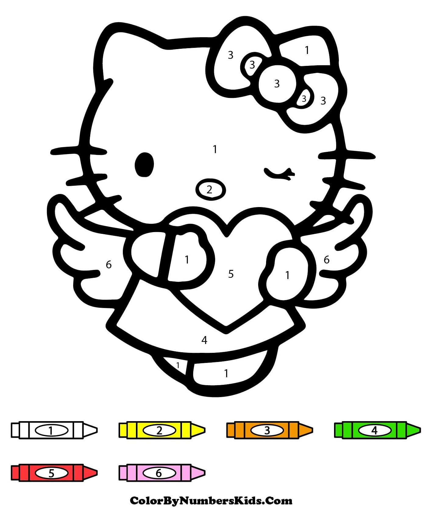 Hello Kitty Angel Color By Number