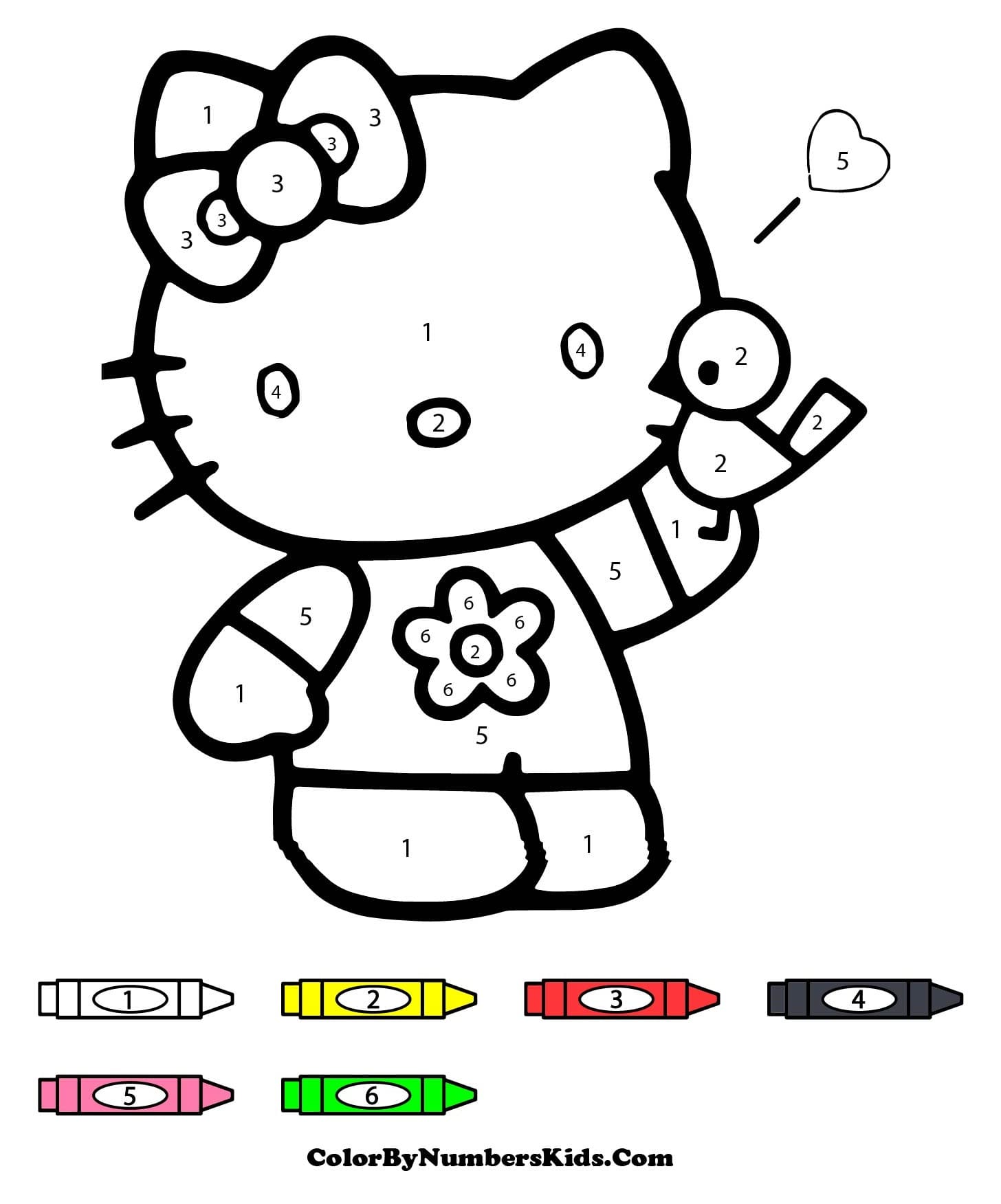 Hello Kitty Color By Number Sheet