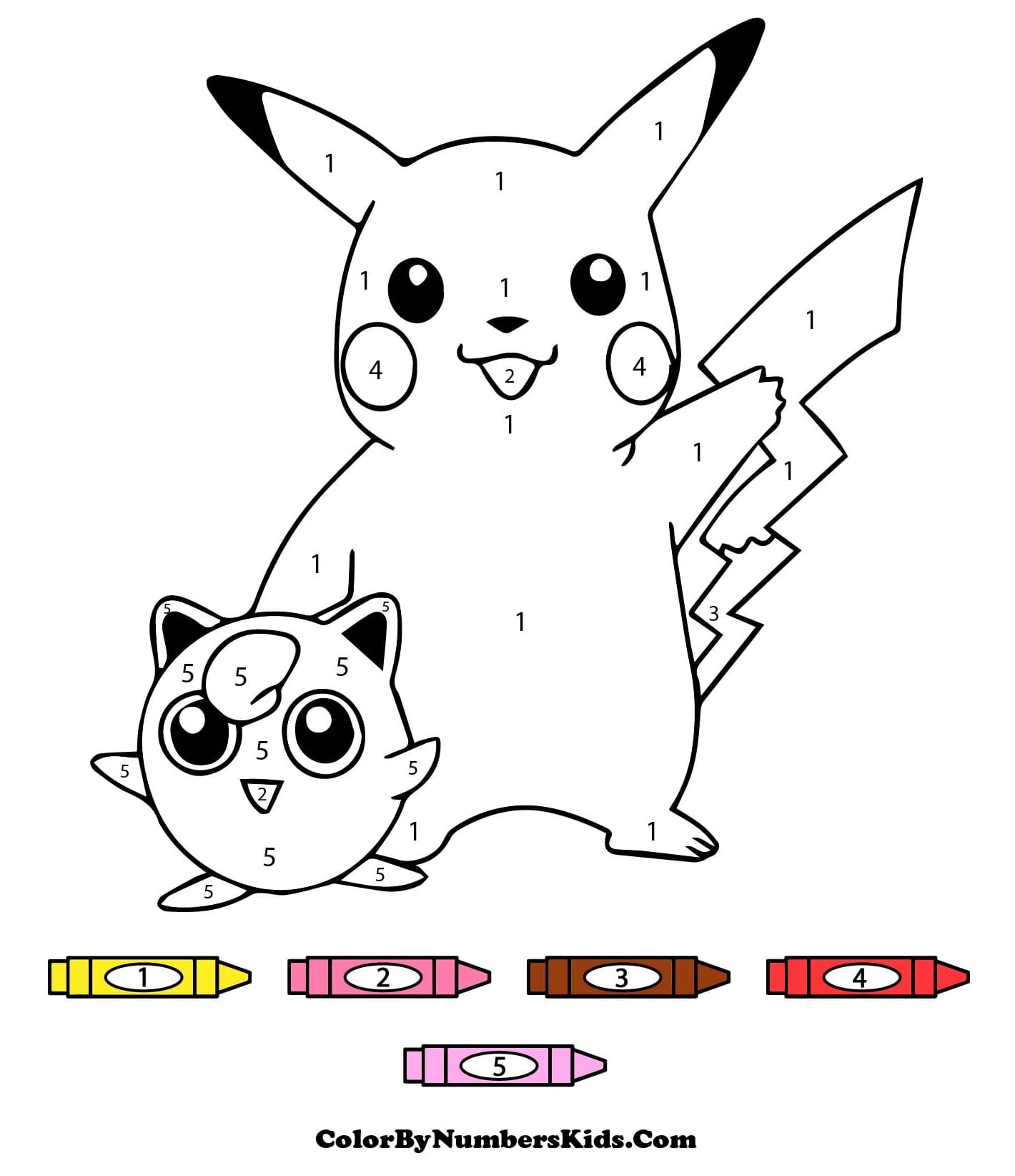 Jigglypuff and Pikachu Color By Number