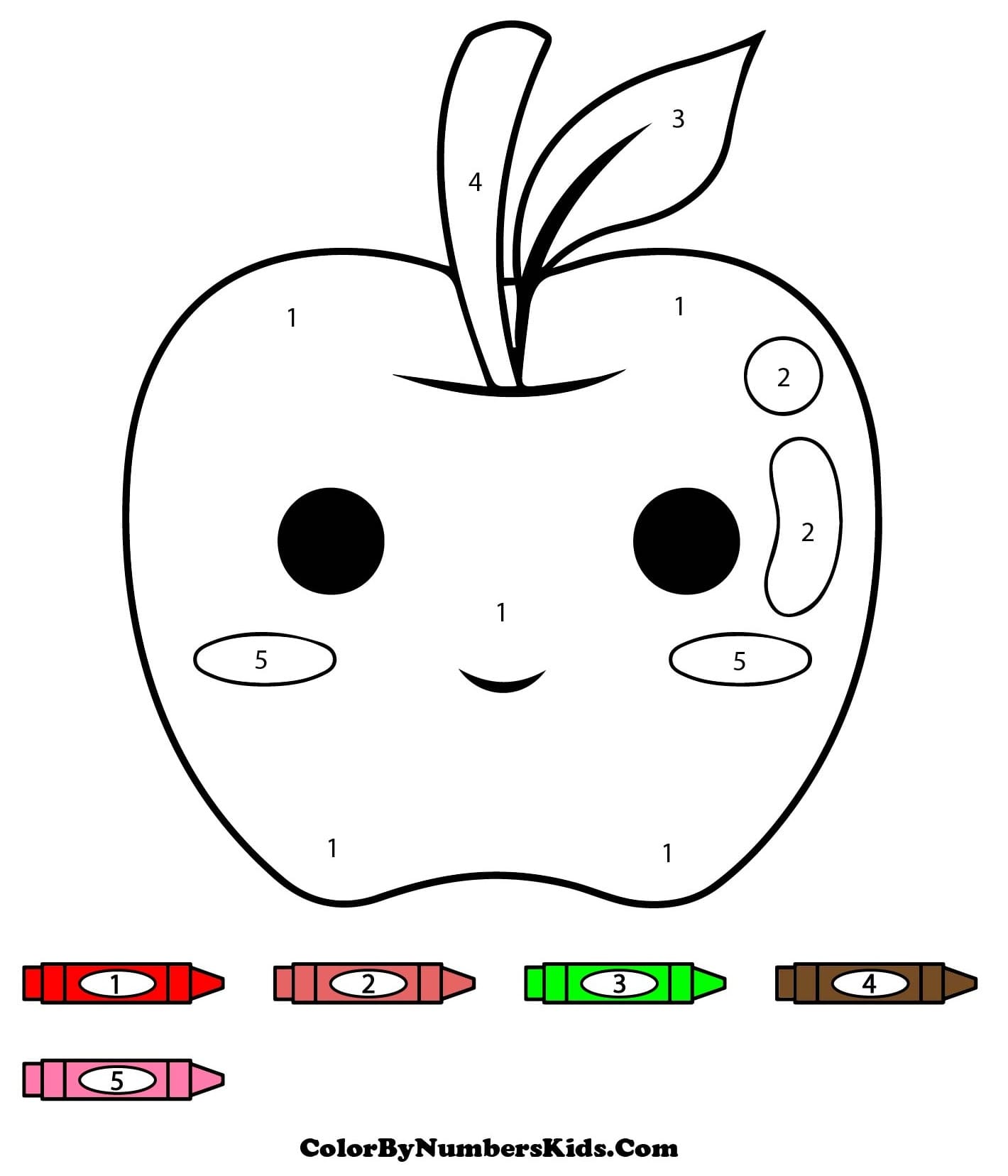 Kawaii Apple Color By Number