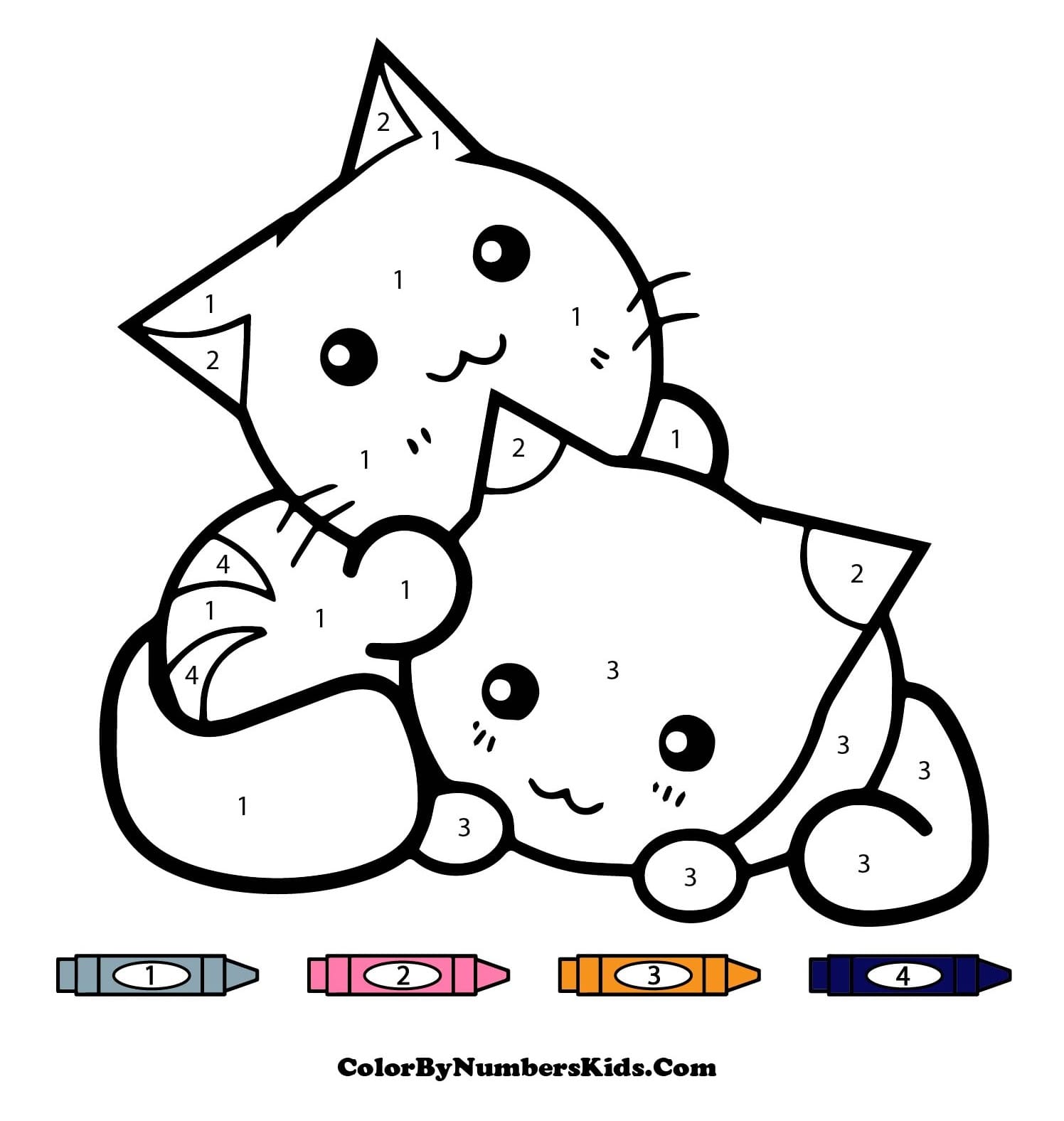 Kawaii Cats Color By Number
