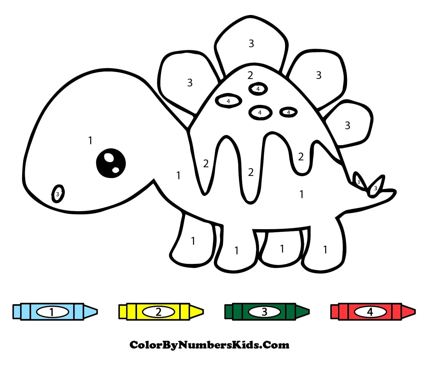 Kawaii Dinosaur Color By Number