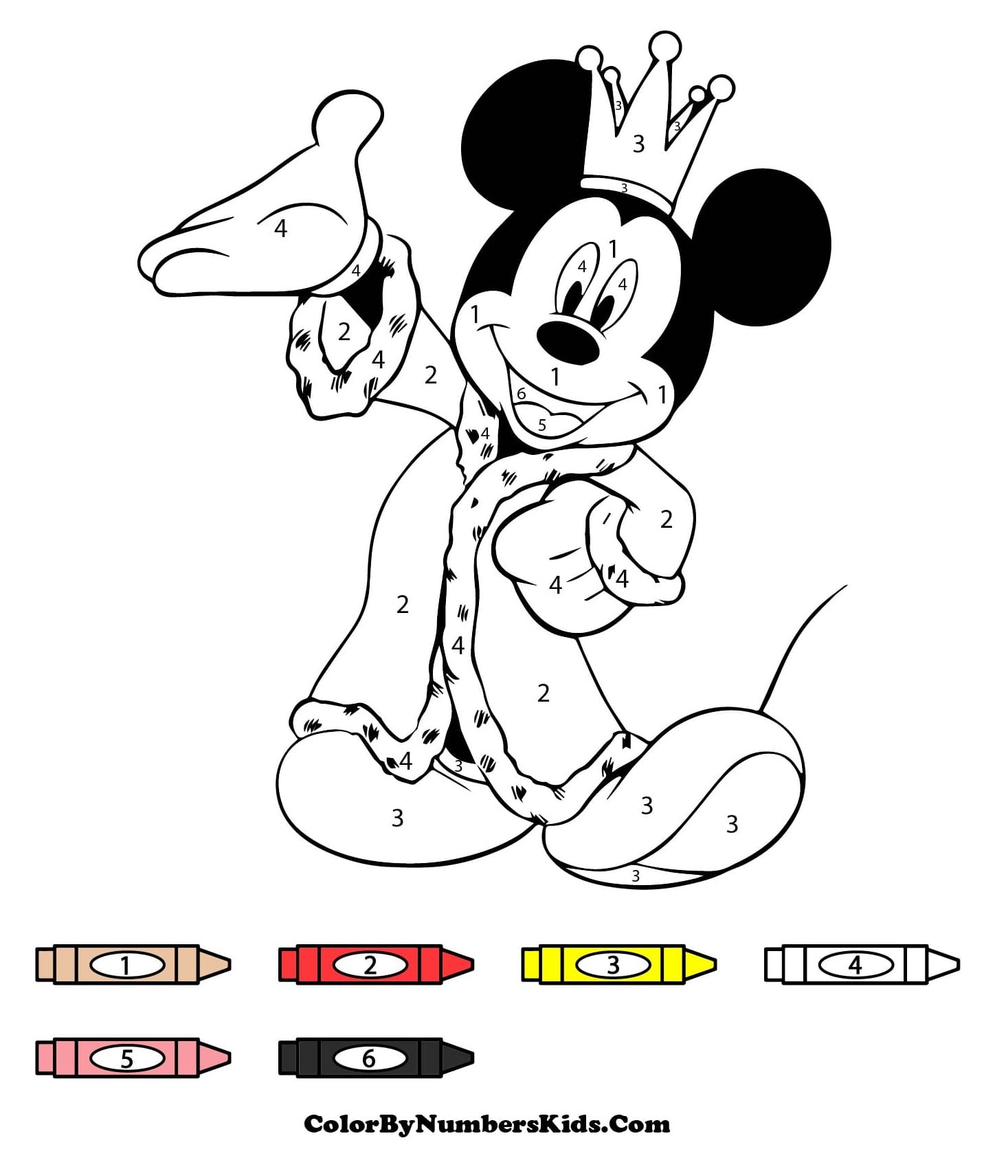 King Mickey Mouse Color By Number