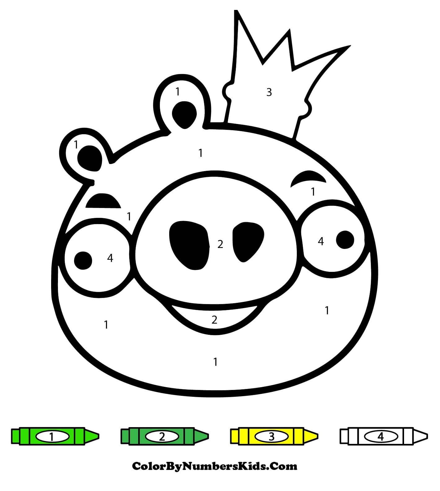 King Pig Angry Bird Color By Number
